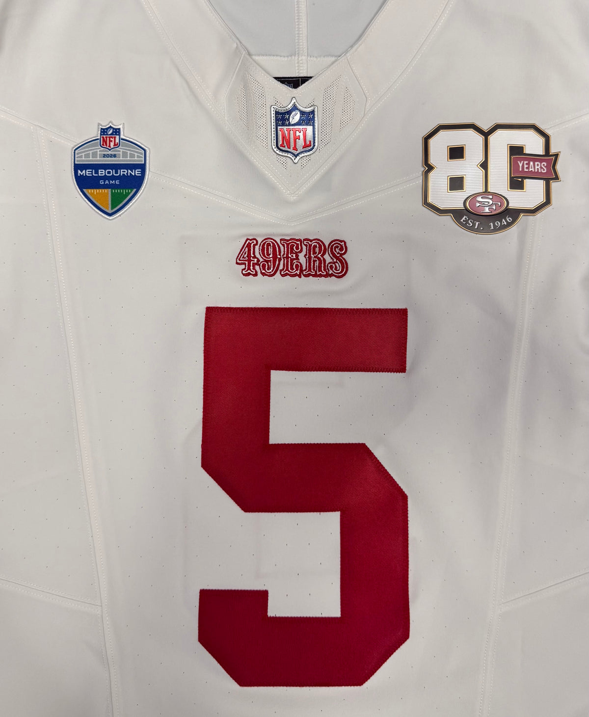 Mike Evans San Francisco 49ers Jersey #5 Nike Vapor FUSE Elite White Size 44 (Large) NFL