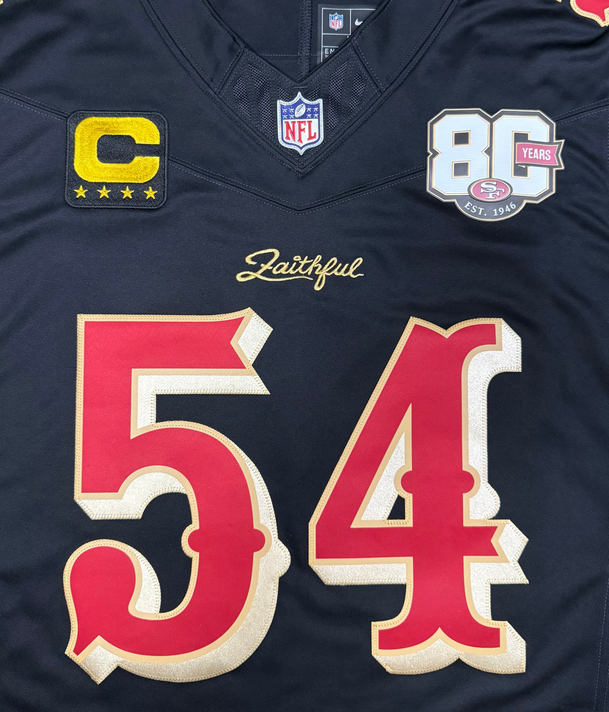 Fred Warner San Francisco 49ers Jersey #54 Nike FUSE Rivalry Black  Size (Large) NFL