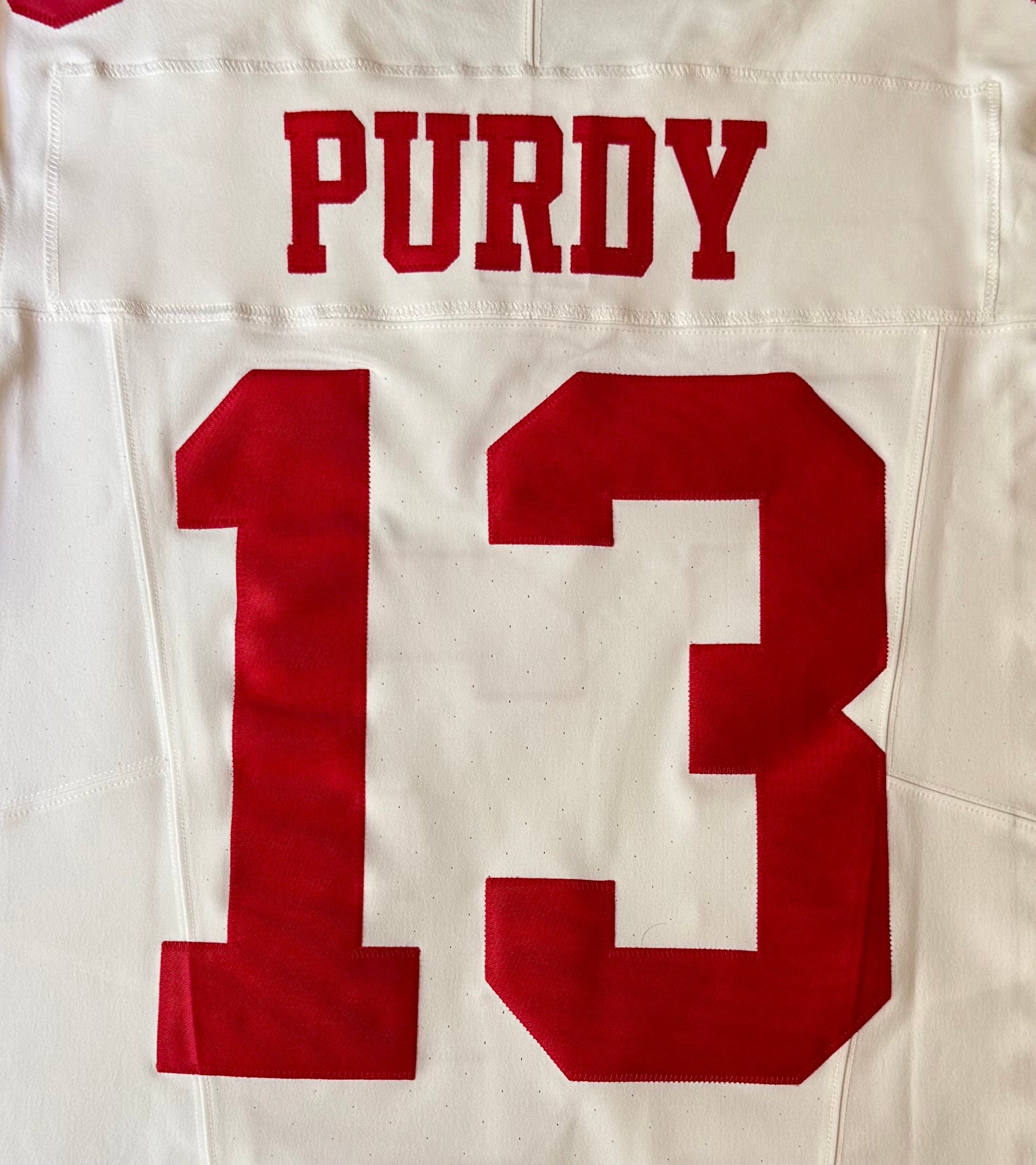 Brock Purdy San Francisco 49ers Jersey #13 Nike Vapor FUSE Elite White Size 44 (Large) NFL