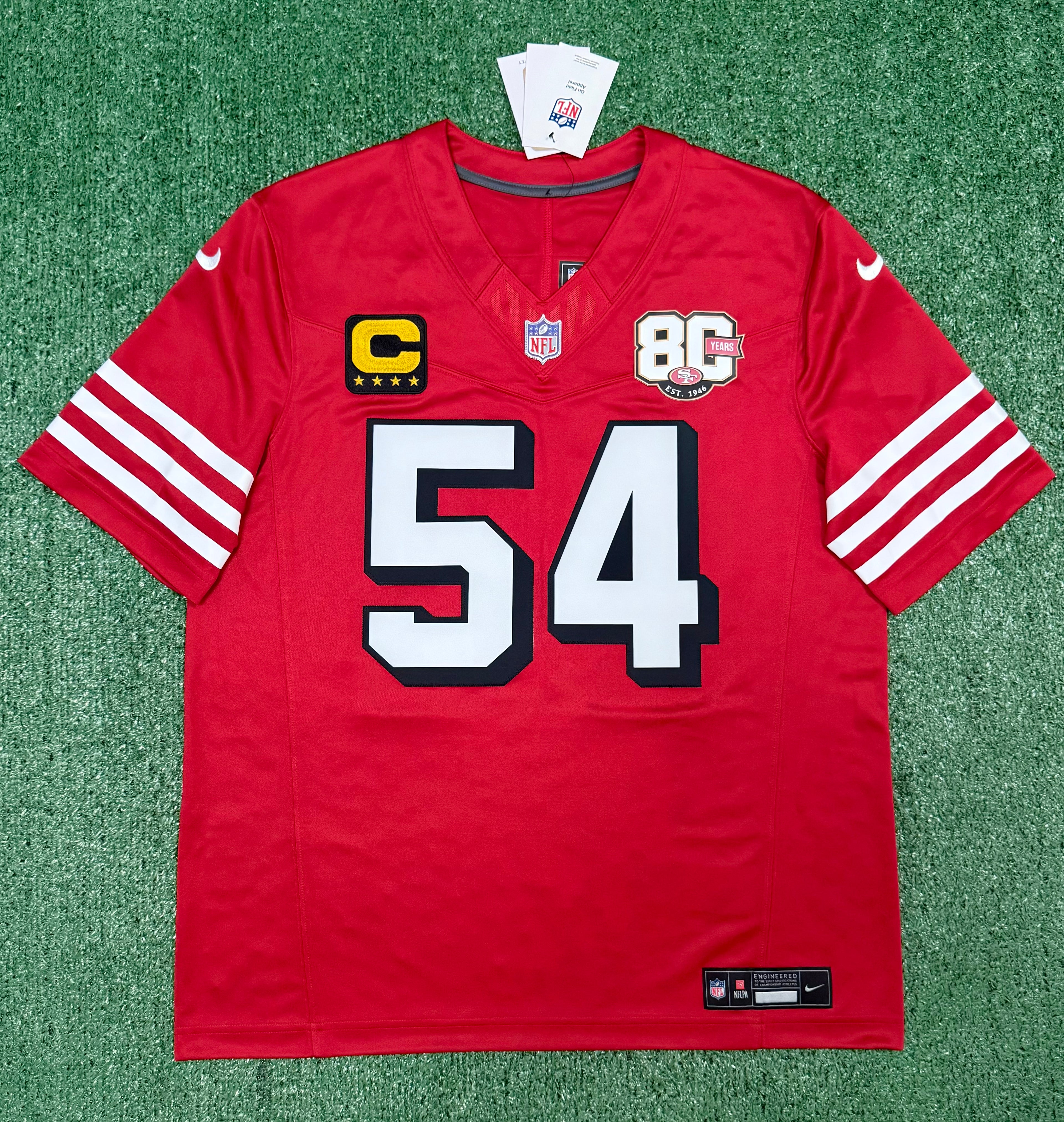 Fred Warner San Francisco 49ers Jersey #54 Nike Vapor Fuse Limited Stitched Red Size (Large) NFL
