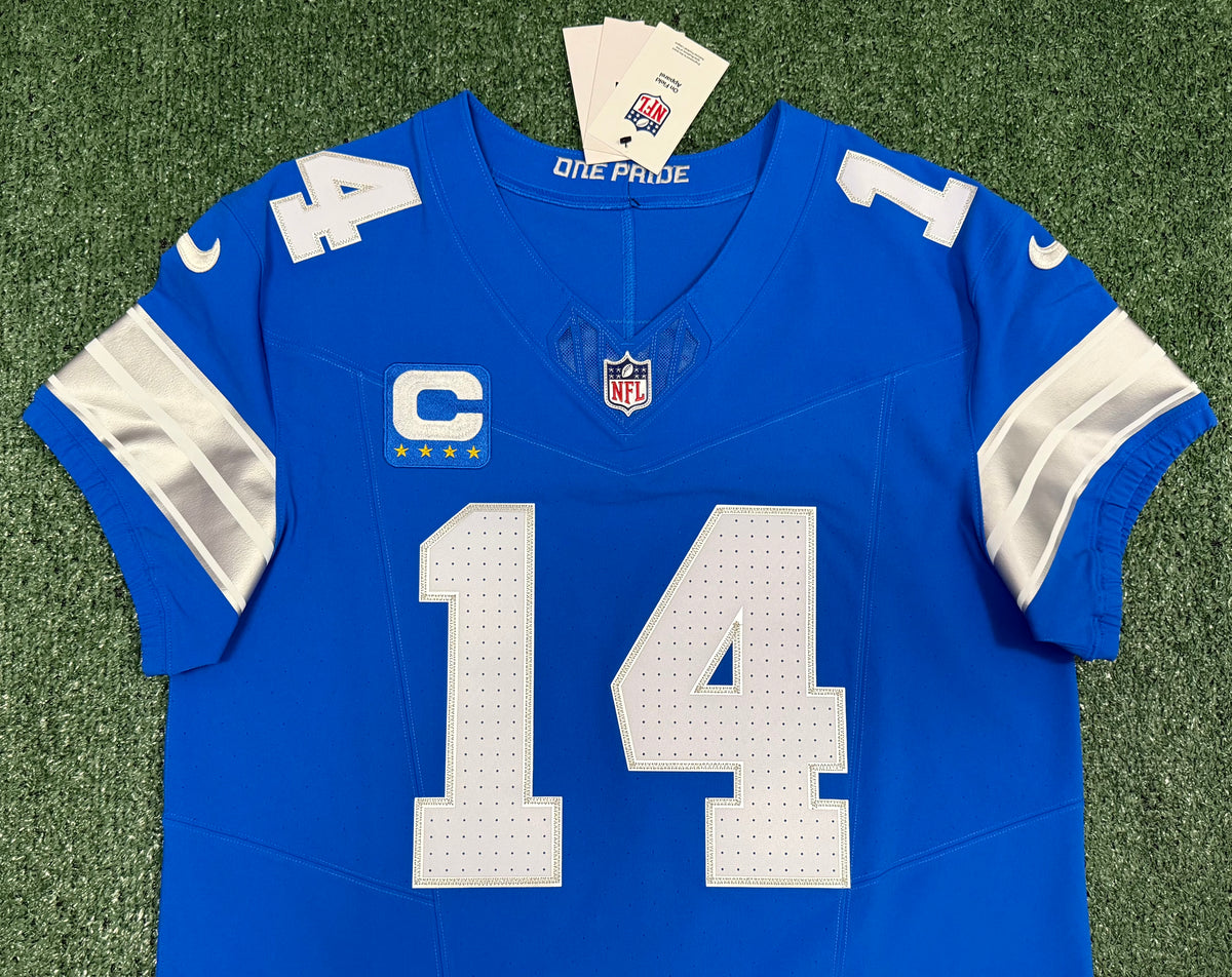 Amon Ra St Brown Detroit Lions Jersey #14 Nike Vapor FUSE Elite Blue Size 44 (Large) NFL