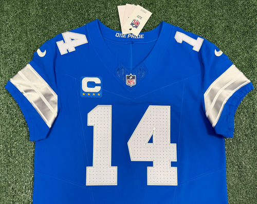 Amon Ra St Brown Detroit Lions Jersey #14 Nike Vapor FUSE Elite Blue Size 44 (Large) NFL