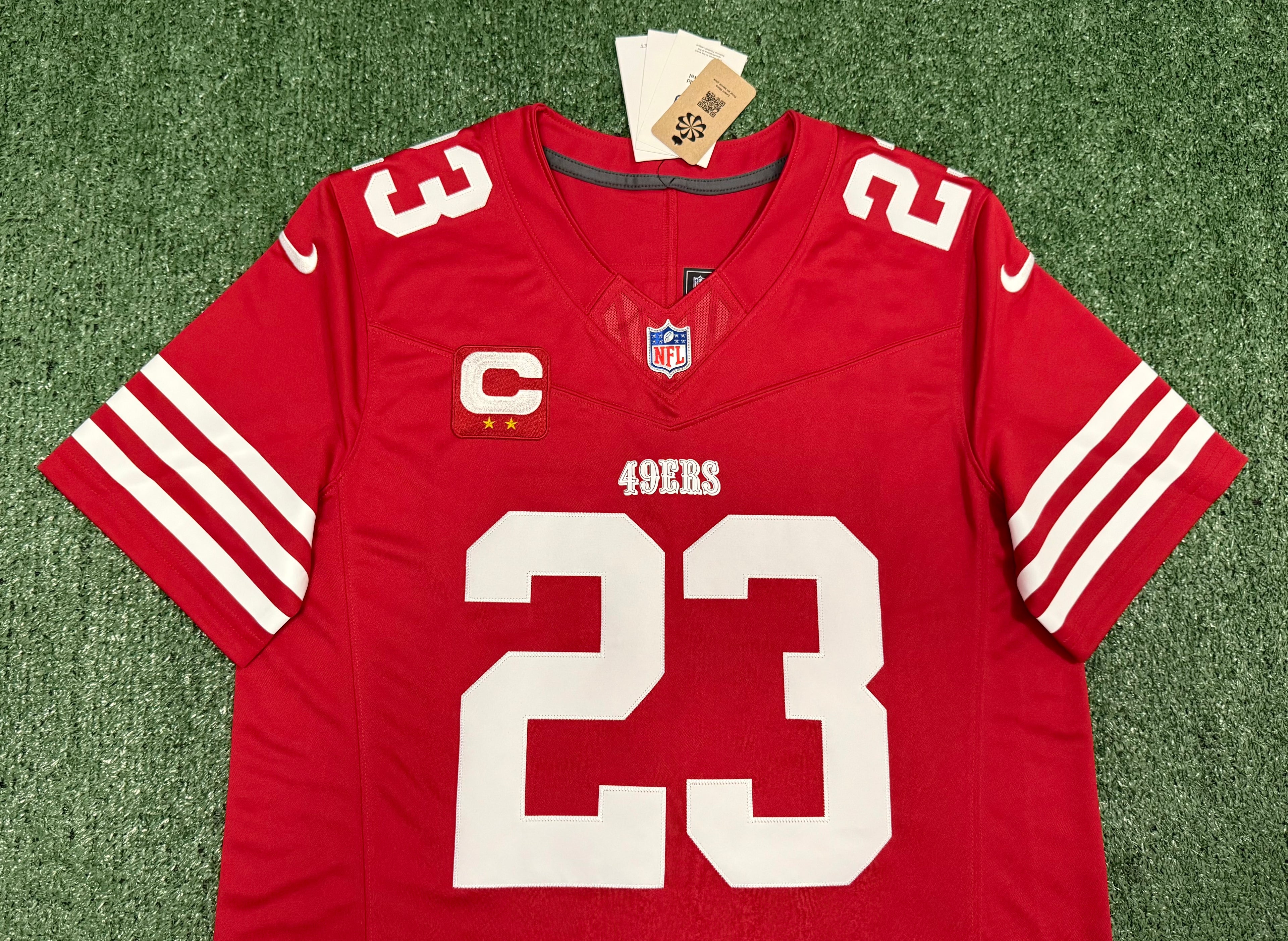 Christian McCaffrey San Francisco 49ers Jersey #23 Nike Vapor Fuse Limited Stitched Red Size (Large) NFL