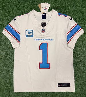 Cam Ward Tennessee Titans Jersey #1 Nike Vapor Fuse Elite White Size 40 (M) NFL