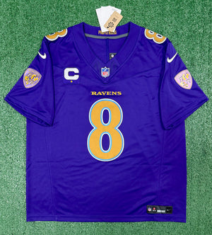Lamar Jackson Baltimore Ravens Jersey #8 Nike Vapor FUSE Limited Purple Size (XL) NFL