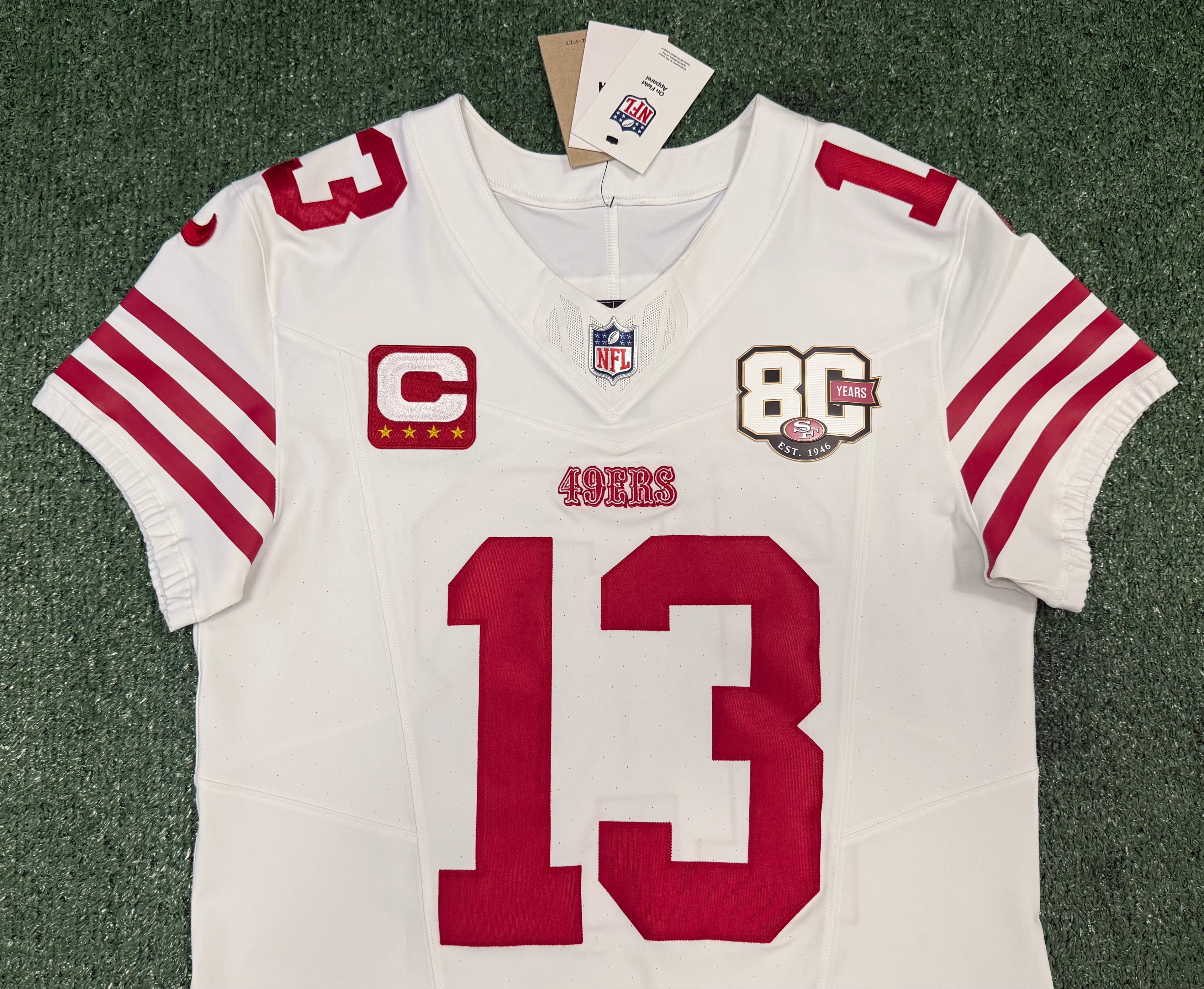 Brock Purdy San Francisco 49ers Jersey #13 Nike Vapor FUSE Elite White Size 40 (Medium) NFL
