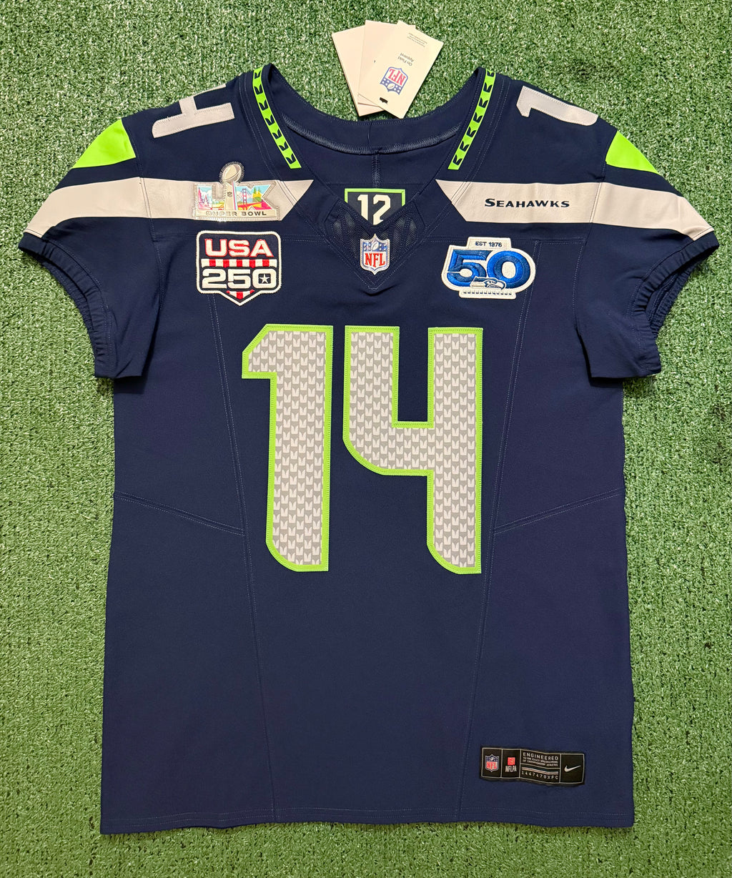 Sam Darnold Seattle Seahawks Jersey #14 Nike Vapor FUSE Elite Navy Size 40 (Medium) NFL