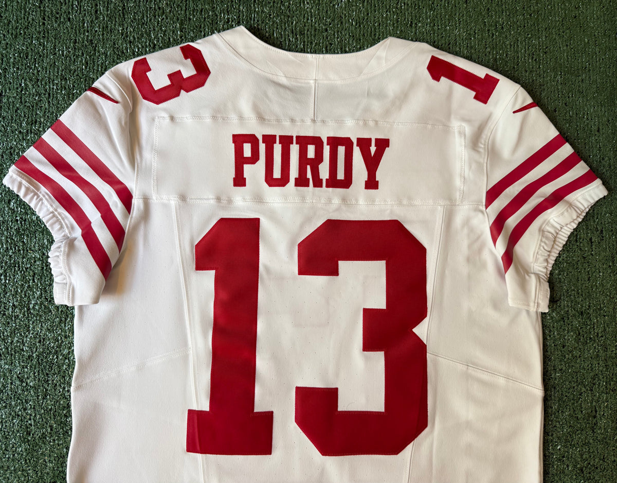 Brock Purdy San Francisco 49ers Jersey #13 Nike Vapor FUSE Elite White Size 44 (Large) NFL
