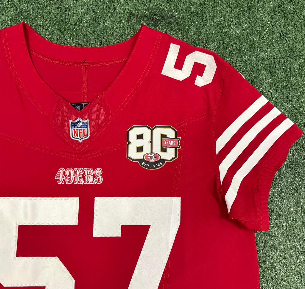 Dre Greenlaw San Francisco 49ers Jersey #57 Nike Vapor FUSE Elite Red Size 44 (Large) NFL