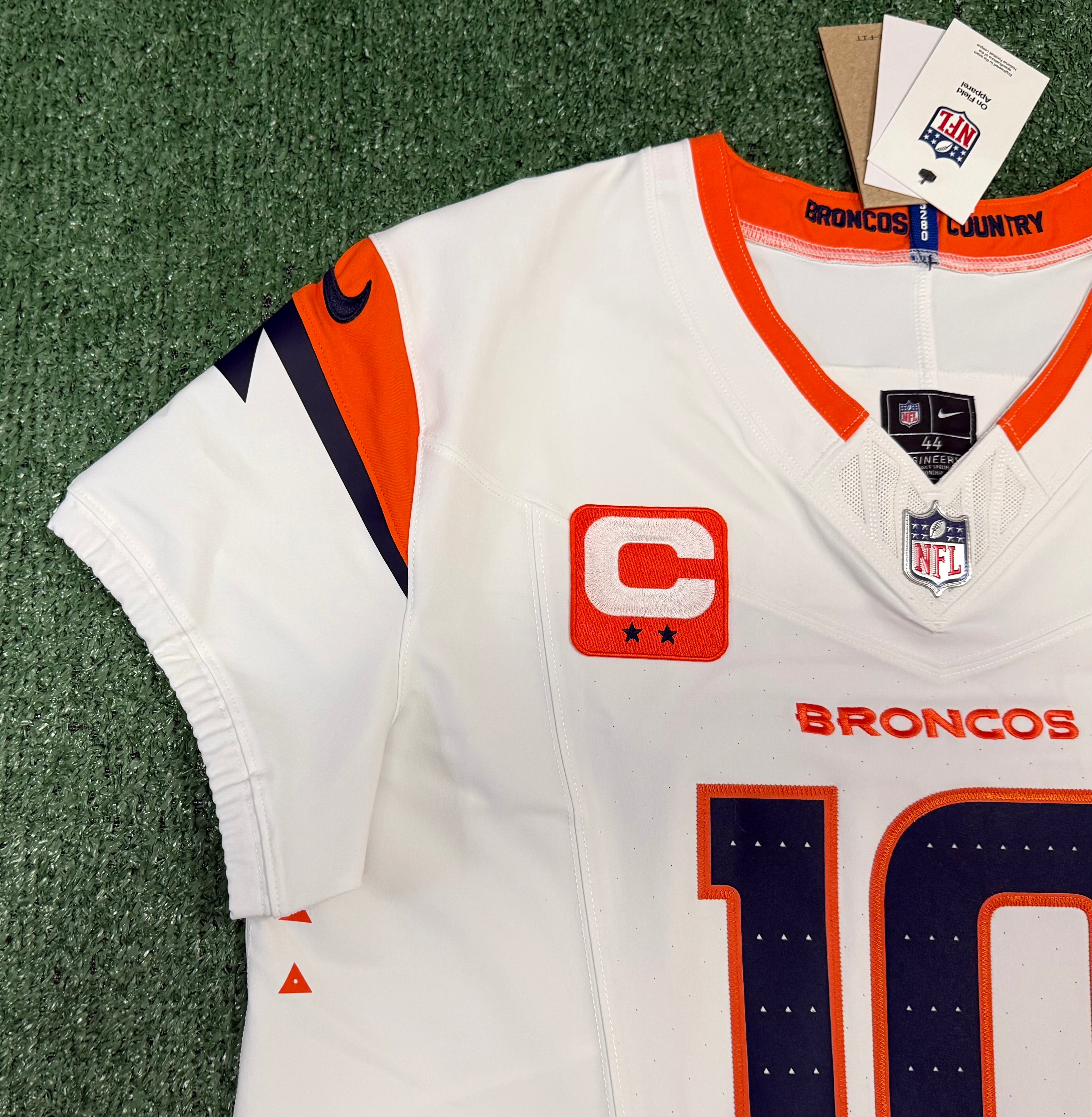 Bo Nix Denver Broncos Jersey #10 Nike Vapor Fuse Elite White Size 44 (L) NFL