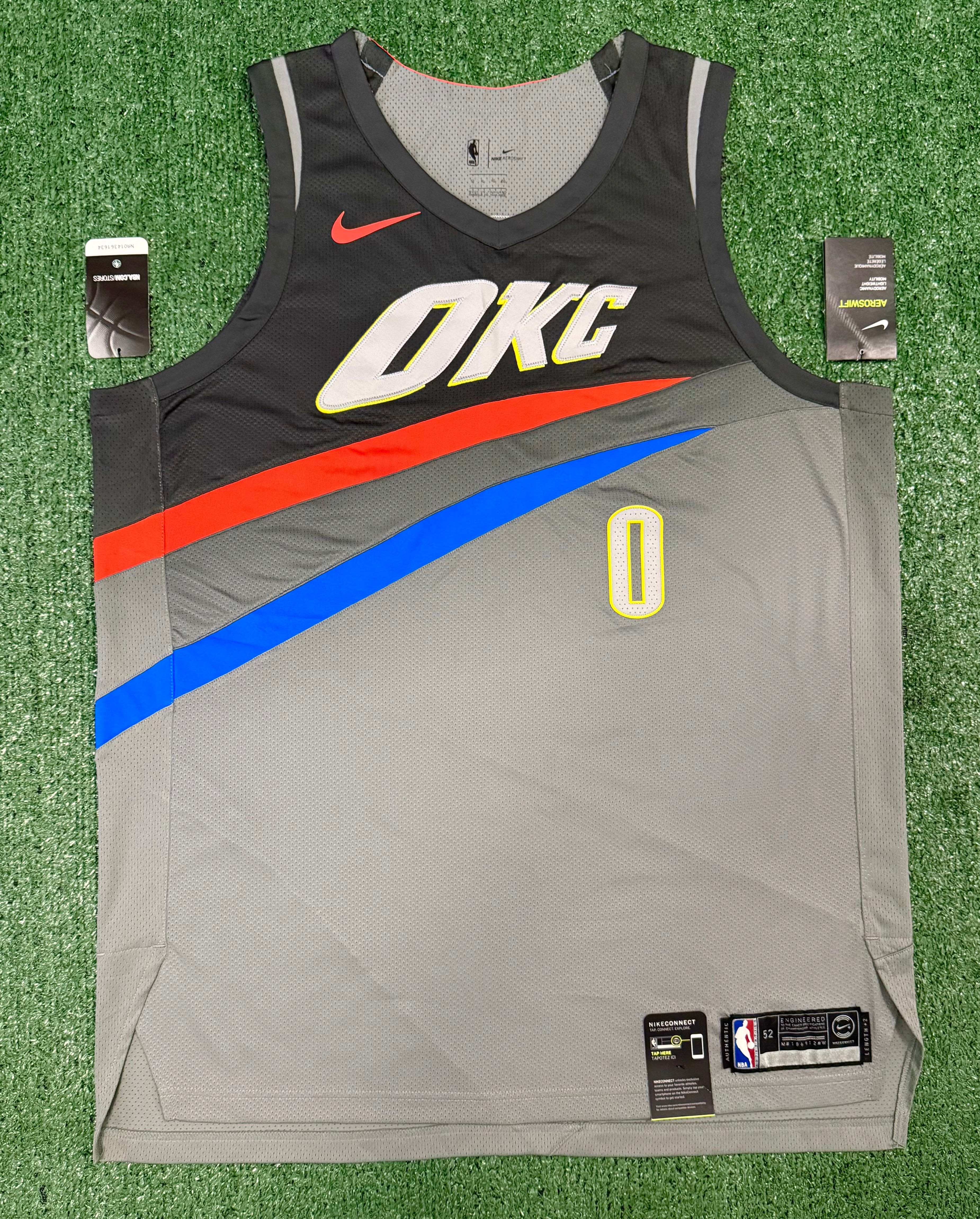 Russell Westbrook Oklahoma City Thunder Jersey #0 Nike Aeroswift Authentic Gray Size 52 (XL) NBA
