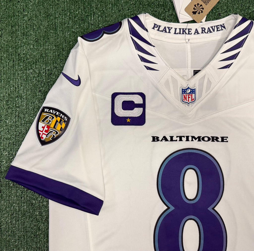 Lamar Jackson Baltimore Ravens Jersey #8 Nike Vapor FUSE Limited White Size (Medium) NFL