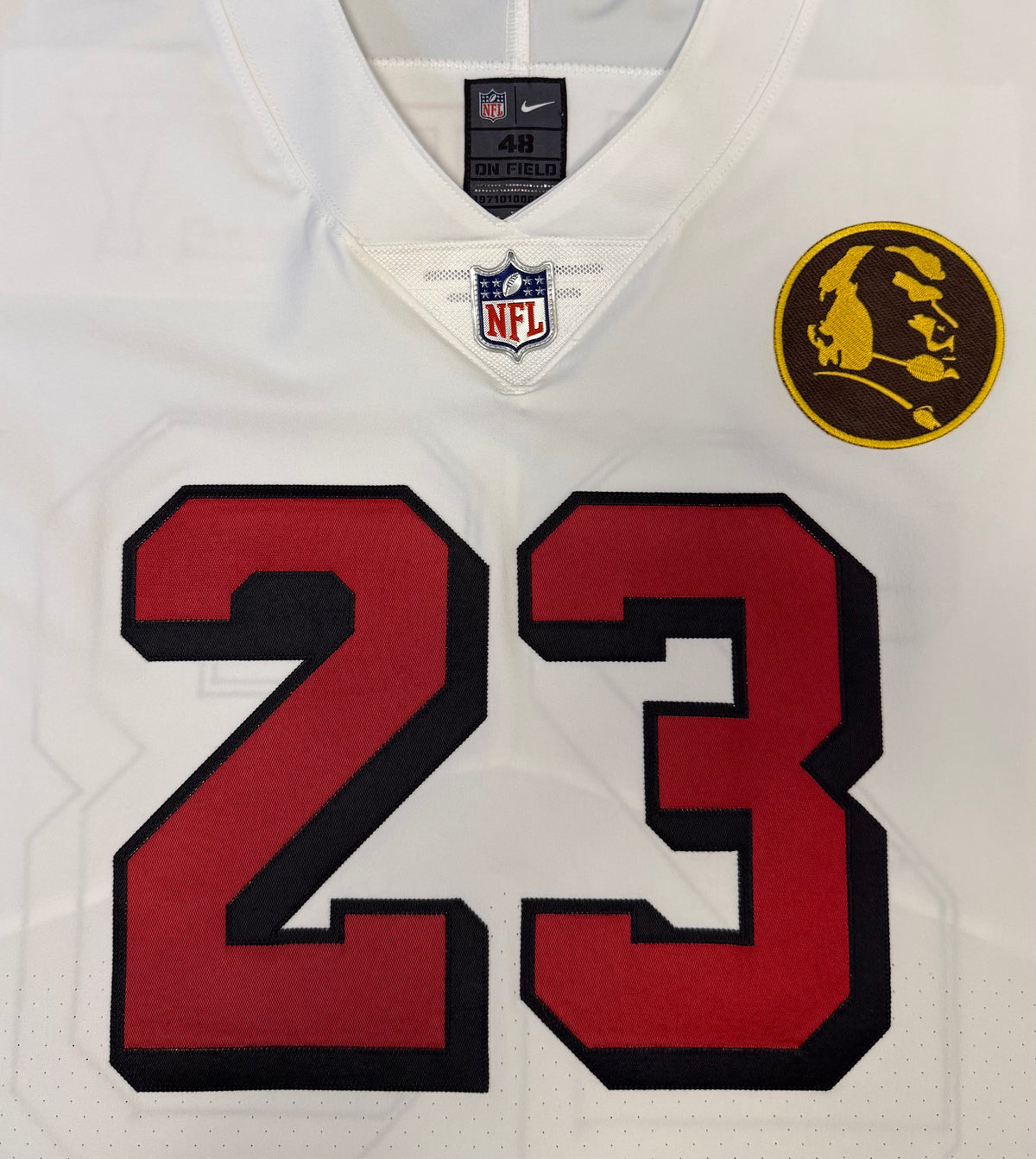Christian McCaffrey San Francisco 49ers Jersey #23 Nike Vapor FUSE Elite White Size 48 (XL) NFL