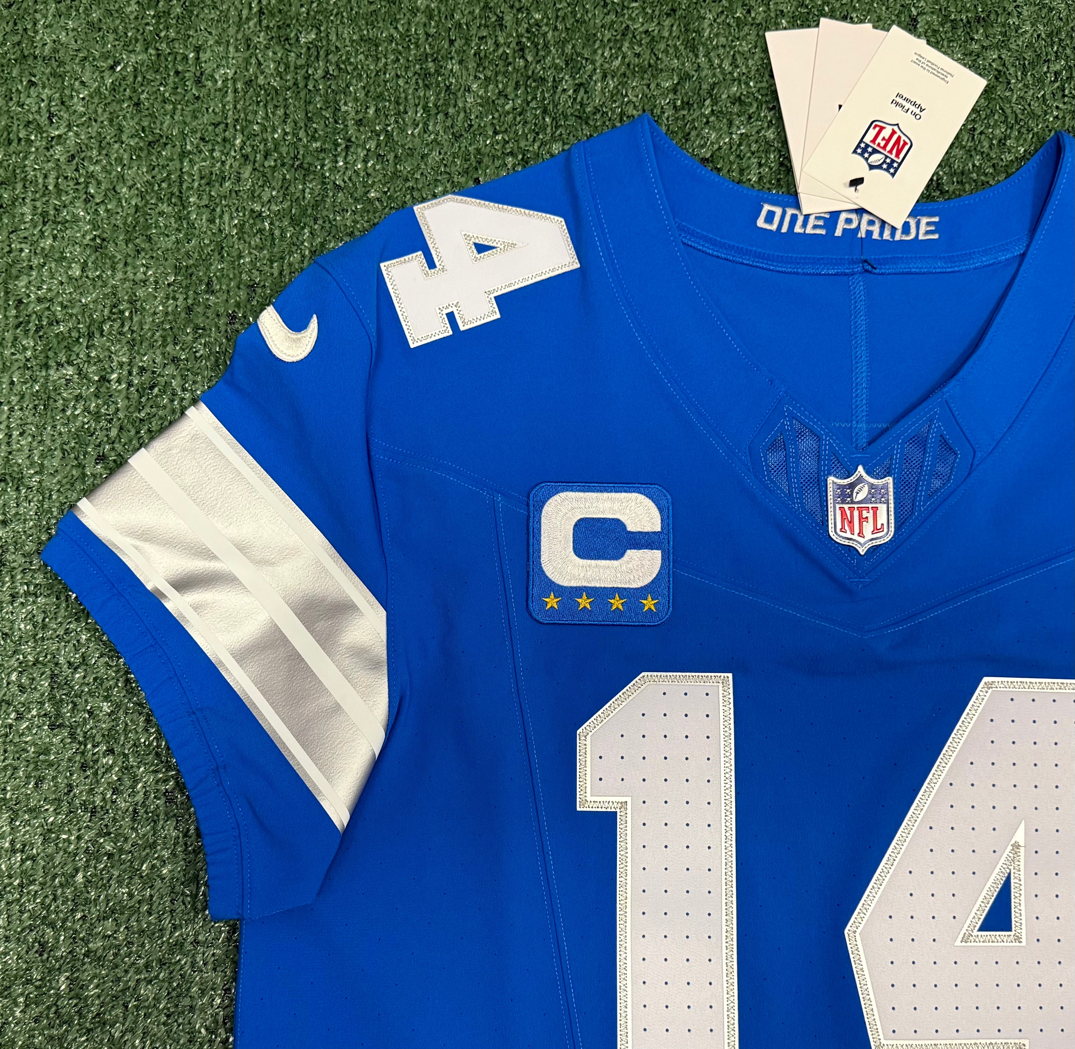 Amon Ra St Brown Detroit Lions Jersey #14 Nike Vapor FUSE Elite Blue Size 44 (Large) NFL
