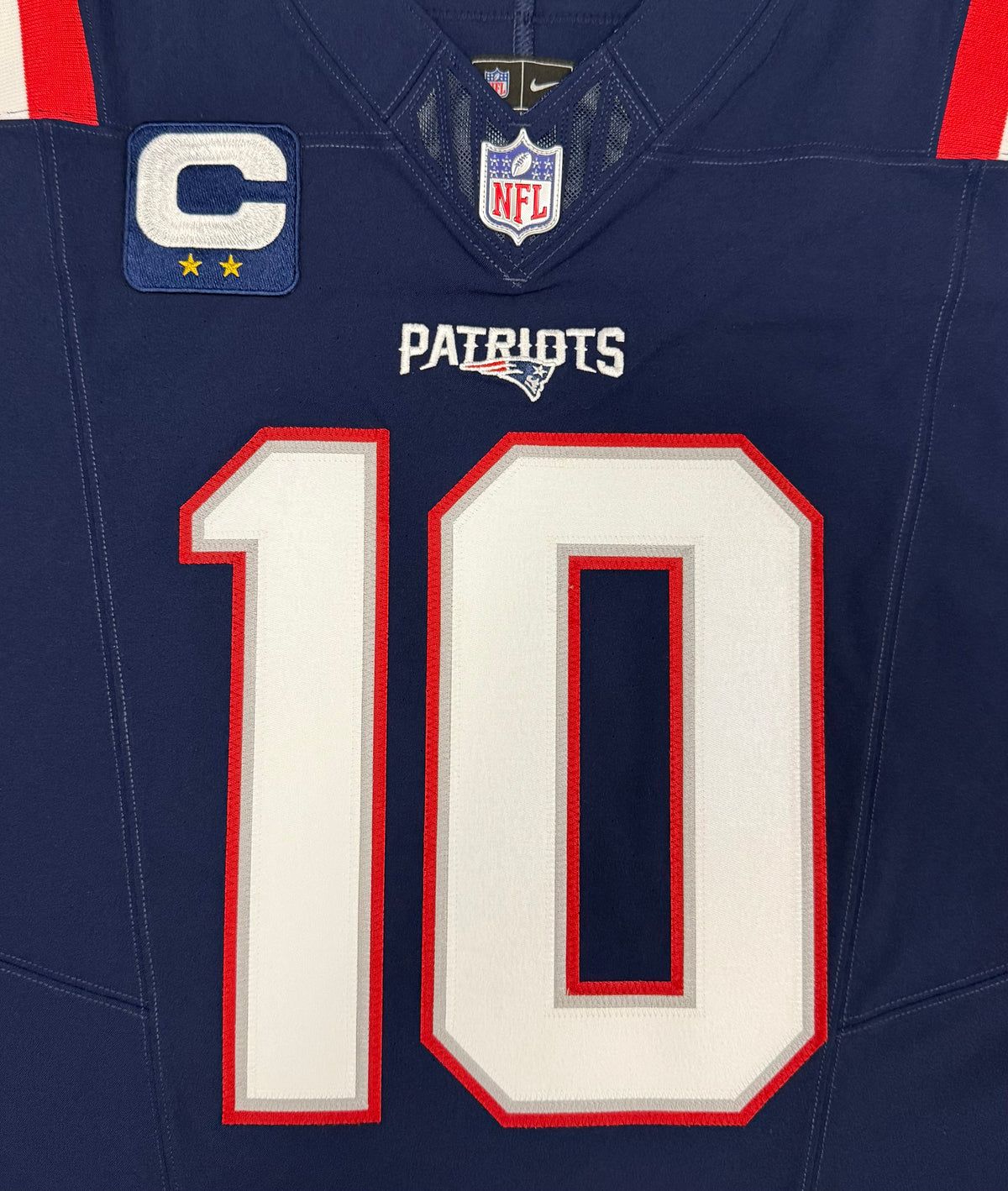 Drake Maye New England Patriots Jersey #10 Nike Vapor Fuse Elite Blue Size 44 (Large) NFL