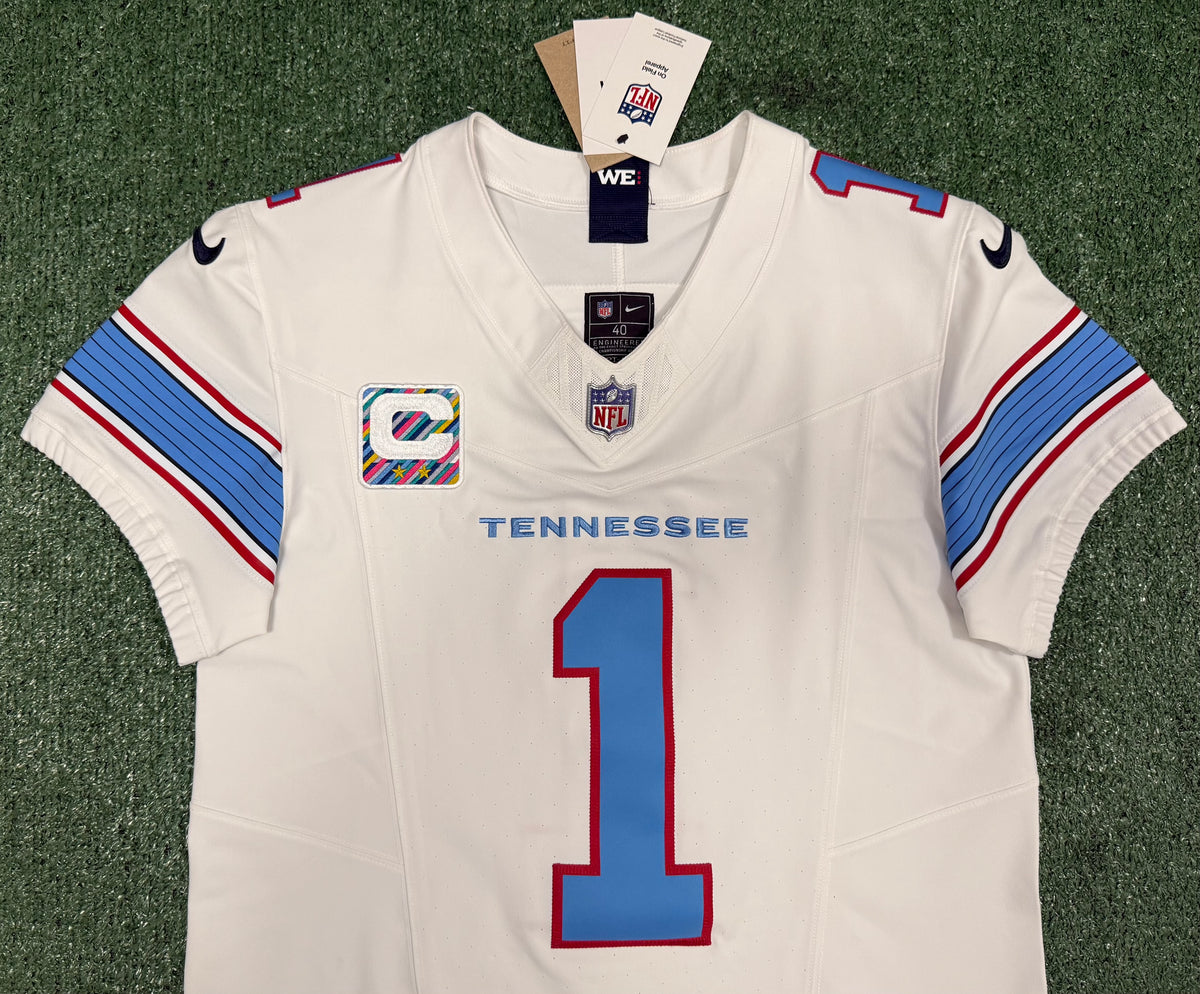 Cam Ward Tennessee Titans Jersey #1 Nike Vapor Fuse Elite White Size 40 (M) NFL