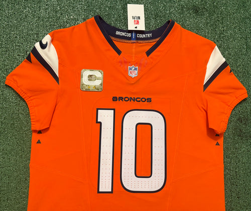 Bo Nix Denver Broncos Jersey #10 Nike Vapor Fuse Elite Orange Size 44 (L) NFL