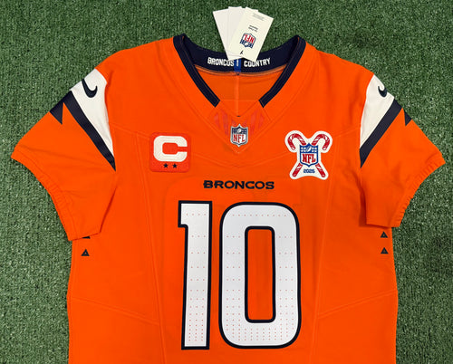 Bo Nix Denver Broncos Jersey #10 Nike Vapor Fuse Elite Orange Size 40 (M) NFL