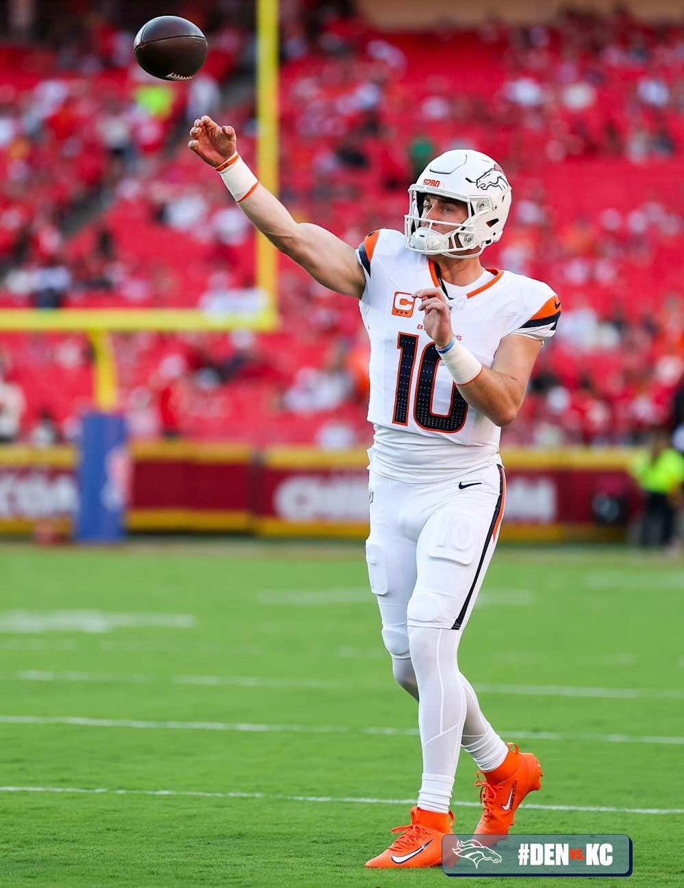 Bo Nix Denver Broncos Jersey #10 Nike Vapor Fuse Elite White Size 44 (L) NFL