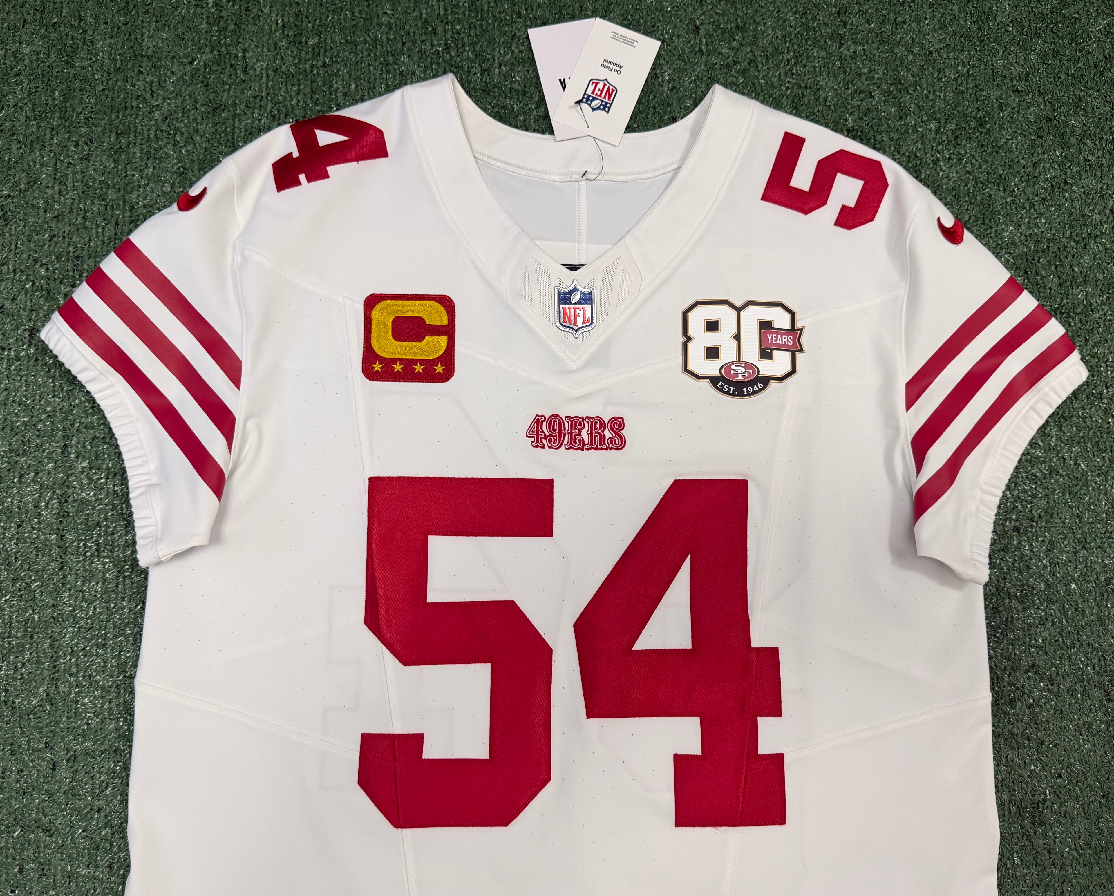 Fred Warner San Francisco 49ers Jersey #54 Nike Vapor FUSE Elite White Size 48 (XL) NFL