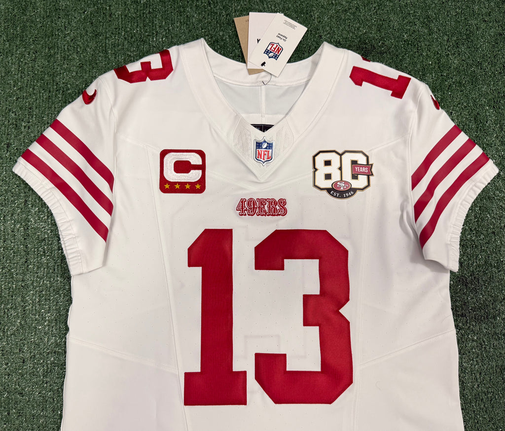 Brock Purdy San Francisco 49ers Jersey #13 Nike Vapor FUSE Elite White Size 44 (Large) NFL