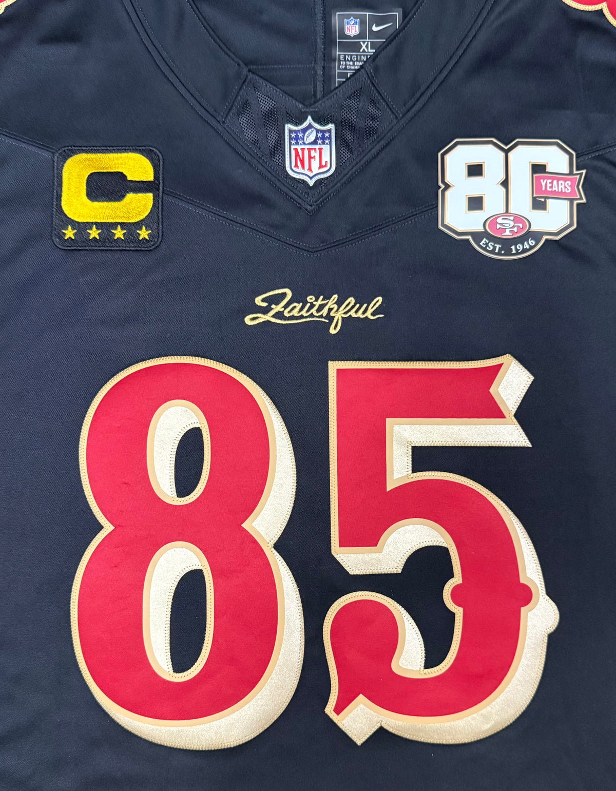 George Kittle San Francisco 49ers Jersey #85 Nike Vapor Fuse Limited Rivalry Black Size (XL) NFL