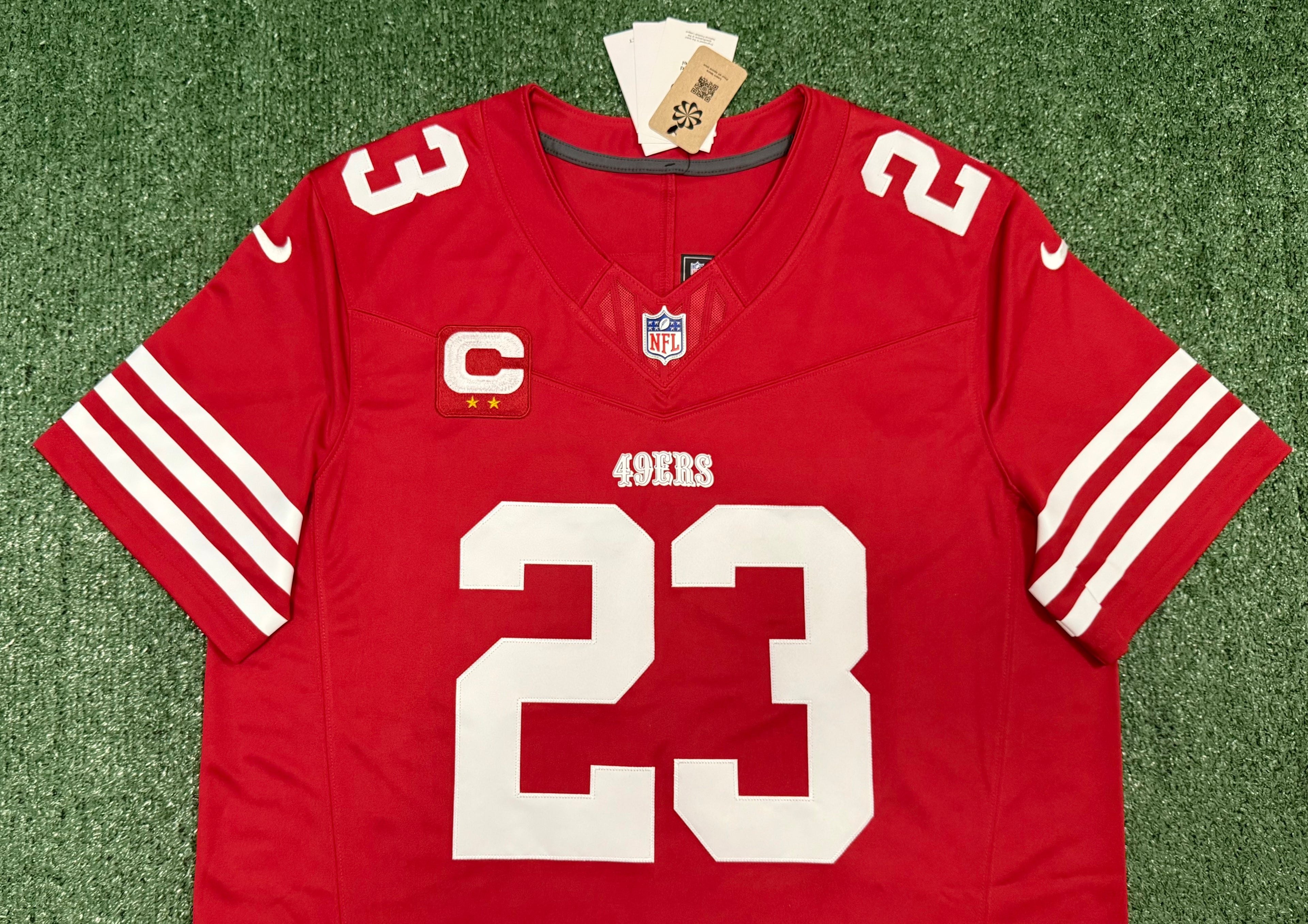 Christian McCaffrey San Francisco 49ers Jersey #23 Nike Vapor Fuse Limited Stitched Red Size (XL) NFL