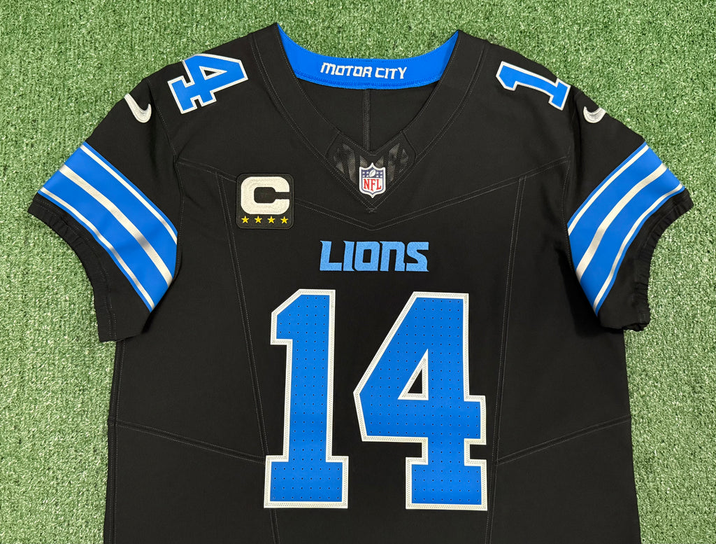 Amon Ra St Brown Detroit Lions Jersey #14 Nike Vapor FUSE Elite Black Size 44 (Large) NFL