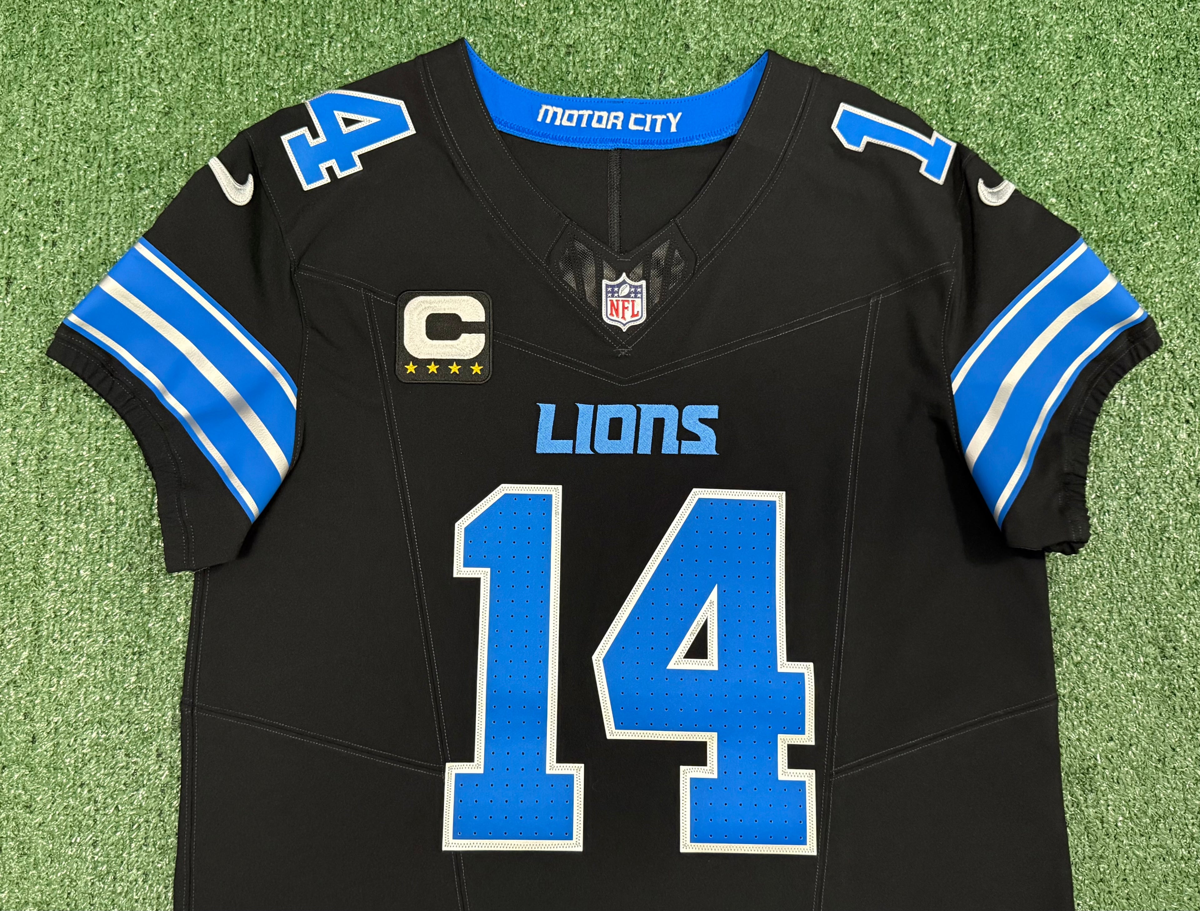 Amon Ra St Brown Detroit Lions Jersey #14 Nike Vapor FUSE Elite Black Size 44 (Large) NFL