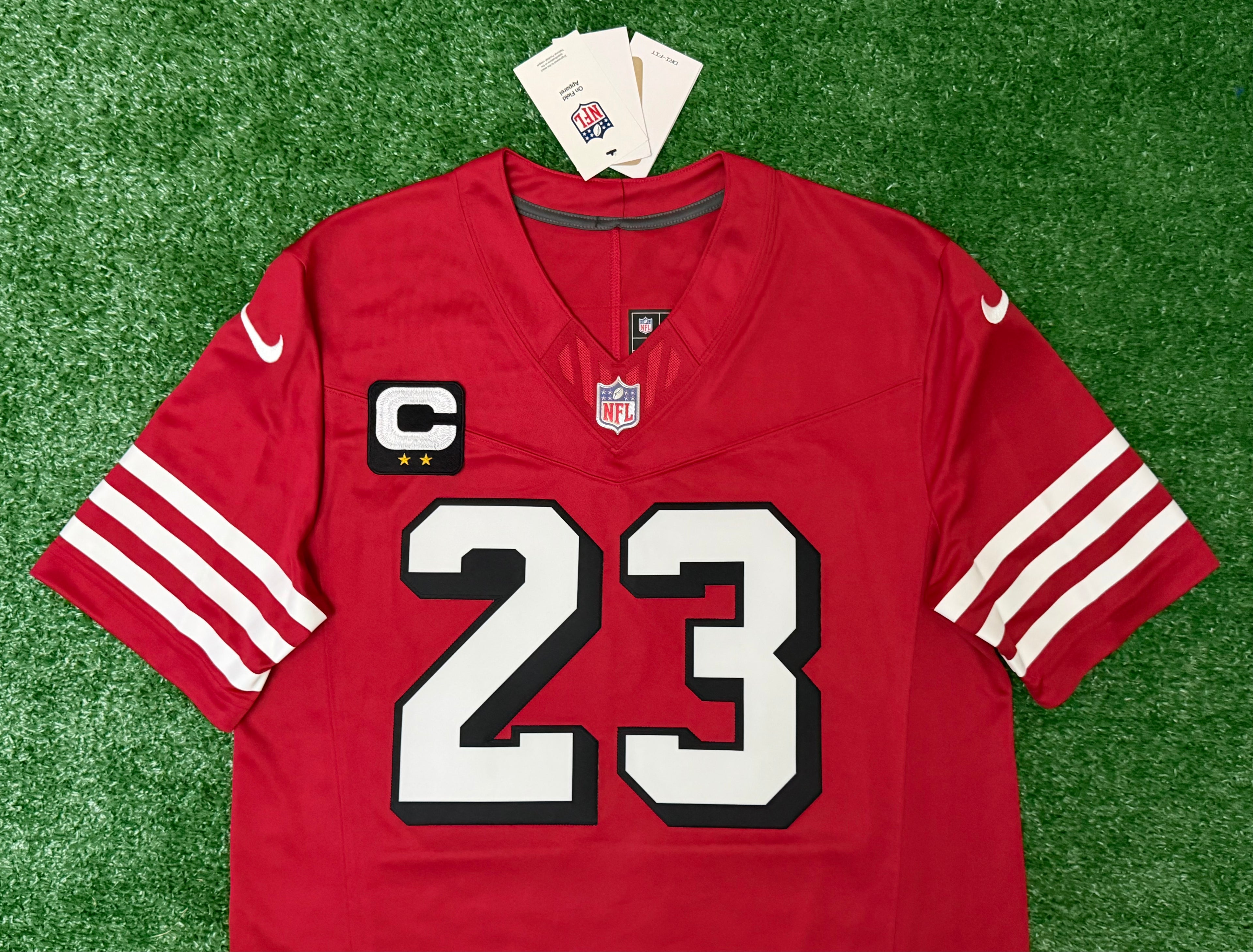 Christian McCaffrey San Francisco 49ers Jersey #23 Nike Vapor Fuse Limited Stitched Red Size (Medium) NFL
