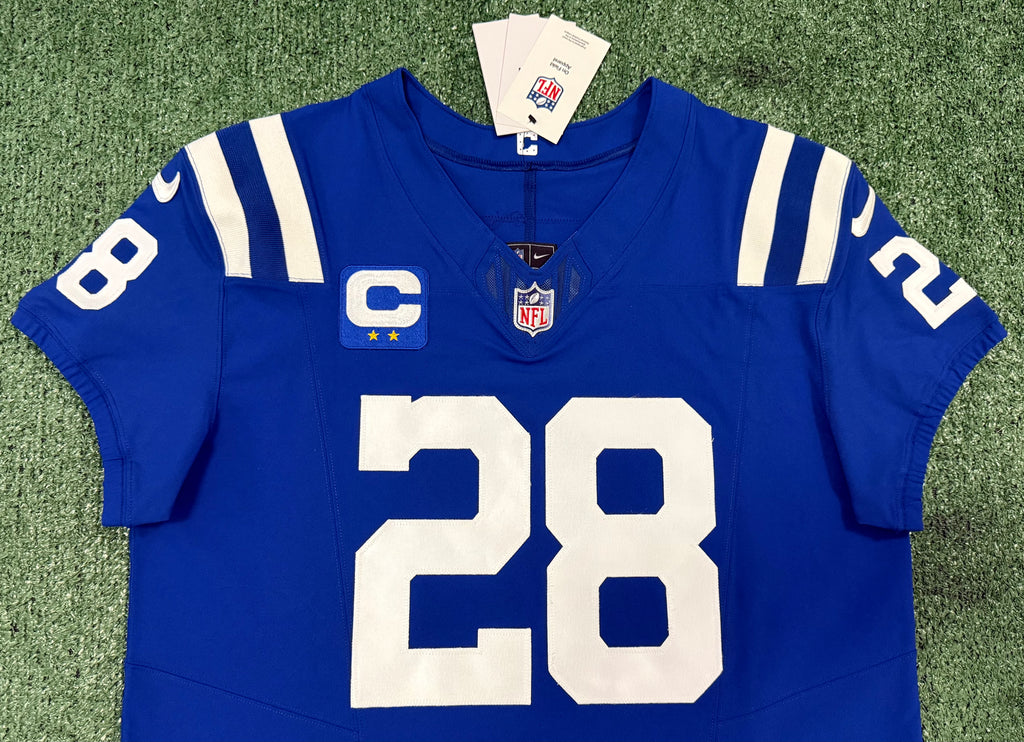 Jonathan Taylor Indianapolis Colts Jersey #28 Nike Vapor Fuse Elite Blue Size 44 (L) NFL