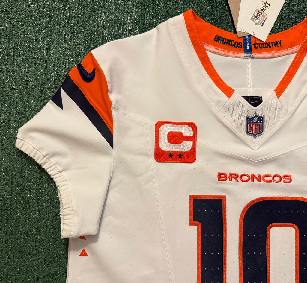Bo Nix Denver Broncos Jersey #10 Nike Vapor Fuse Elite White Size 44 (L) NFL