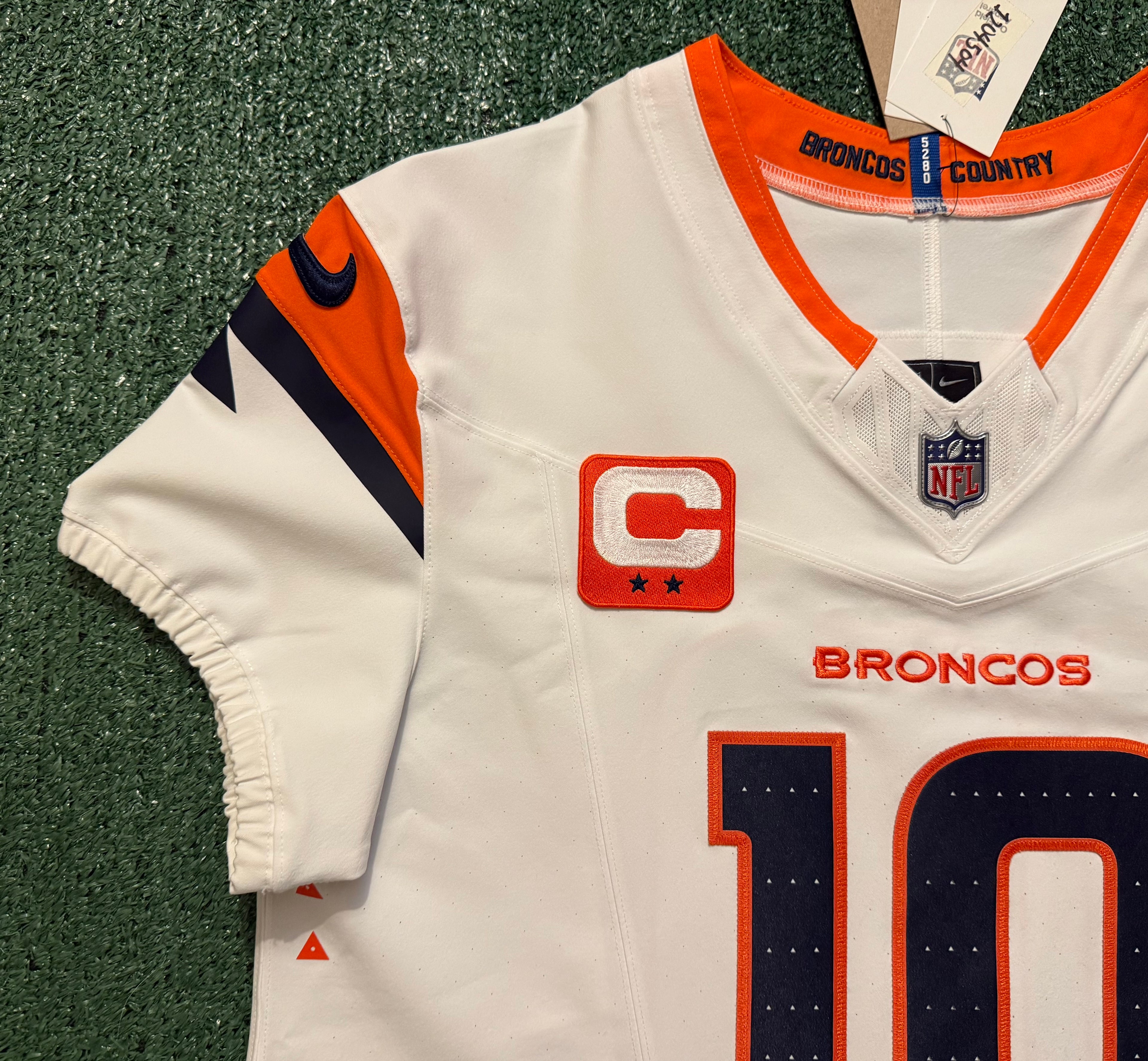 Bo Nix Denver Broncos Jersey #10 Nike Vapor Fuse Elite White Size 44 (L) NFL