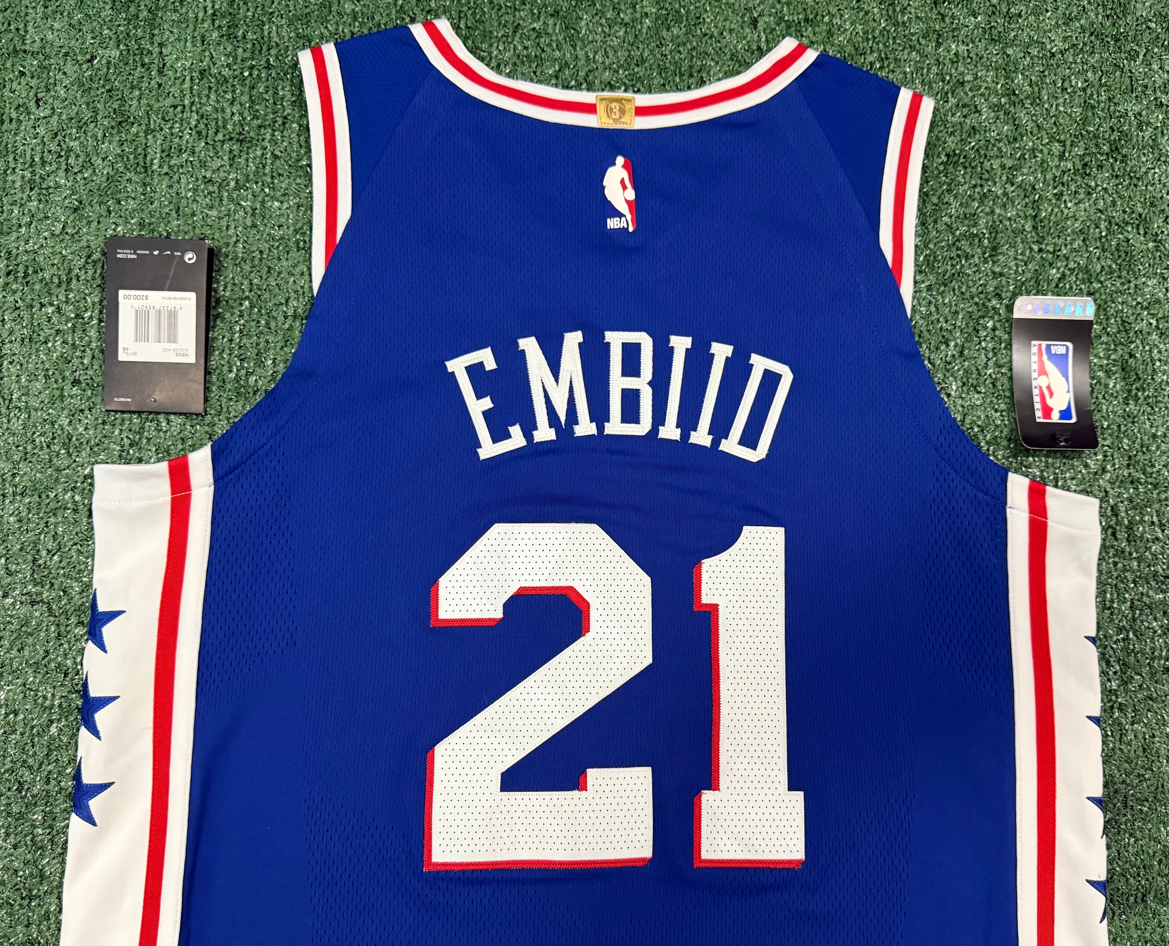 Joel Embid Philadelphia 76ers Jersey #21 Nike AeroSwift Authentic Blue Size 48 (L) NBA