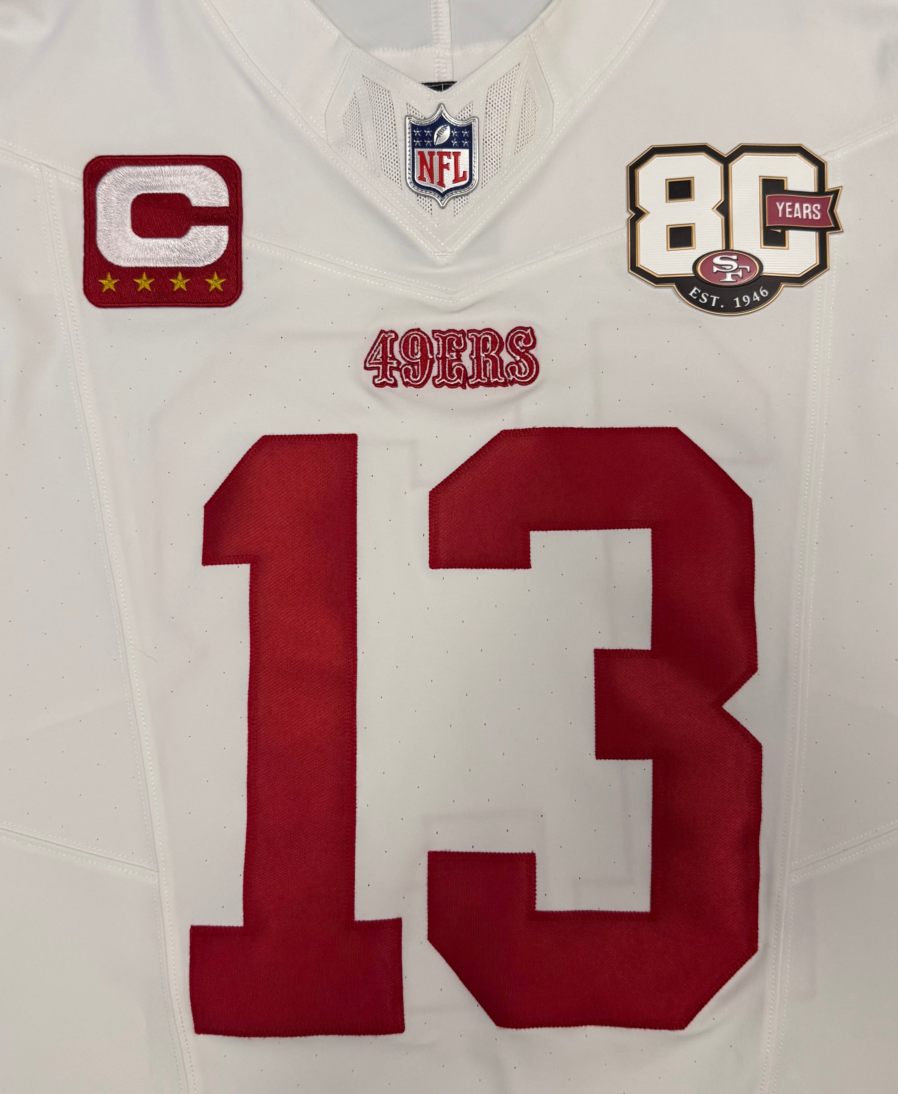 Brock Purdy San Francisco 49ers Jersey #13 Nike Vapor FUSE Elite White Size 40 (Medium) NFL