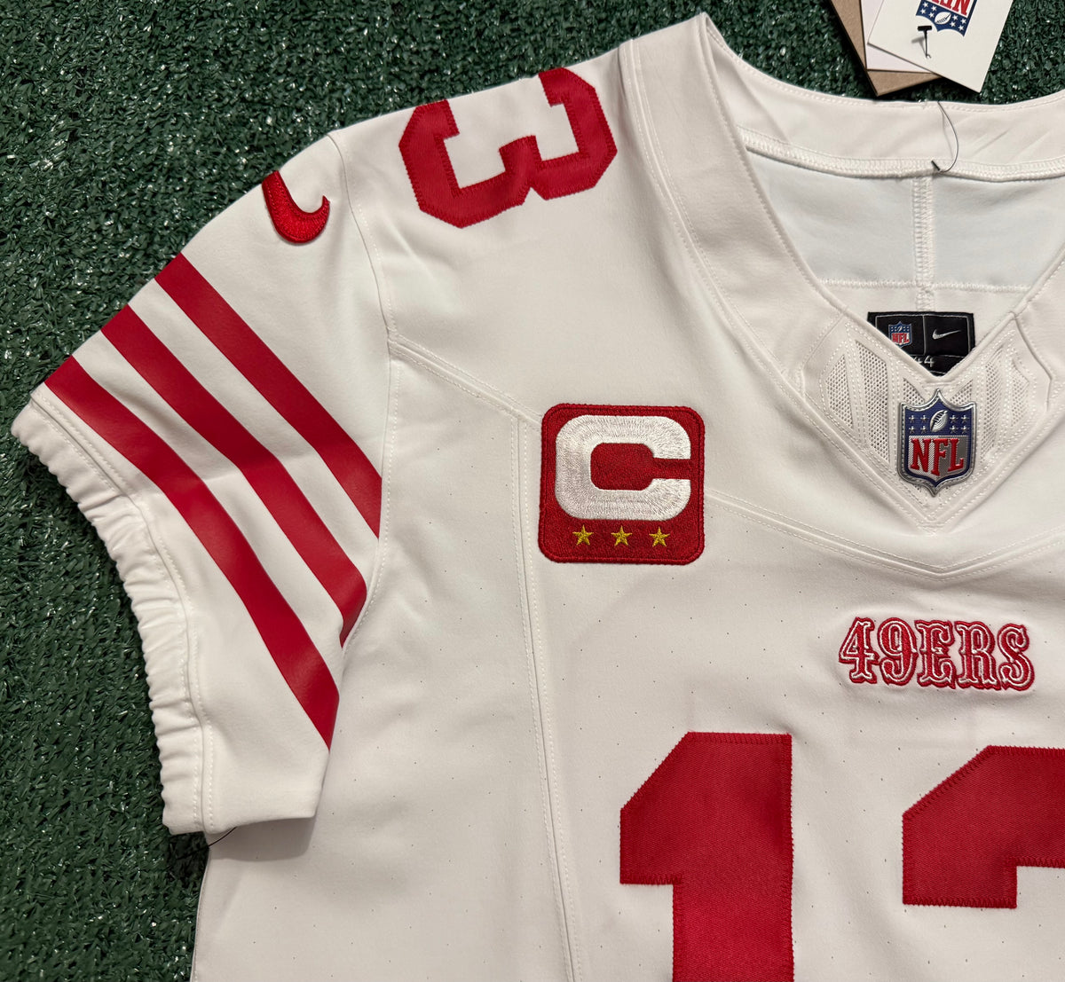 Brock Purdy San Francisco 49ers Jersey #13 Nike Vapor FUSE Elite White Size 44 (Large) NFL