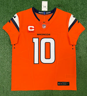 Bo Nix Denver Broncos Jersey #10 Nike Vapor Fuse Elite Orange Size 44 (L) NFL