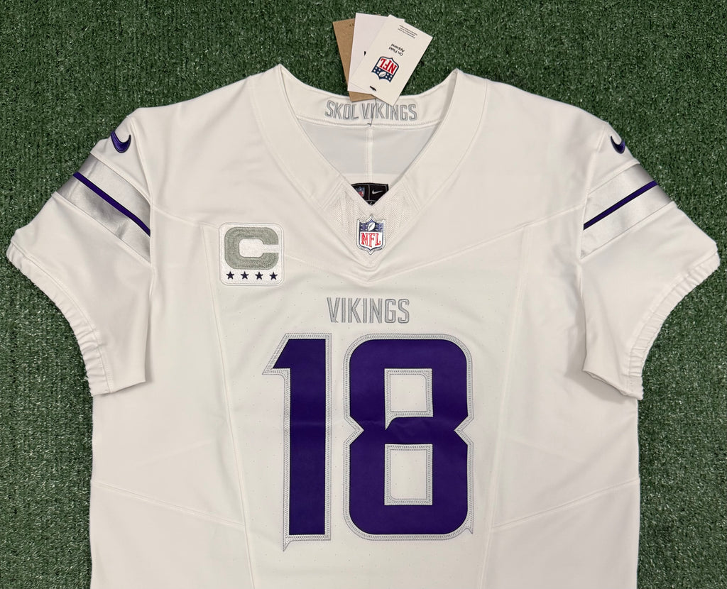 Justin Jefferson Minnesota Vikings Jersey #18 Nike Vapor FUSE Elite White Size 44 (Large) NFL