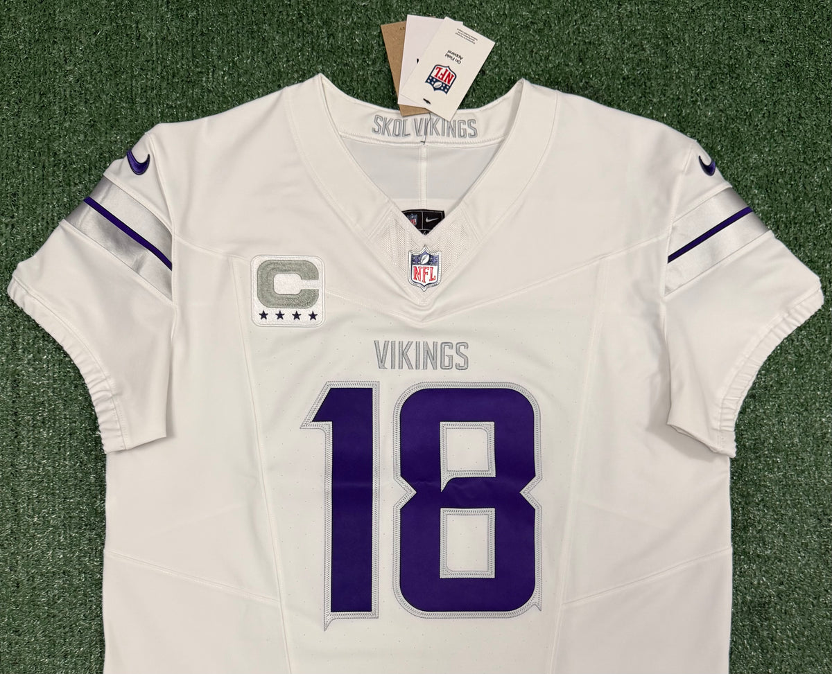 Justin Jefferson Minnesota Vikings Jersey #18 Nike Vapor FUSE Elite White Size 44 (Large) NFL