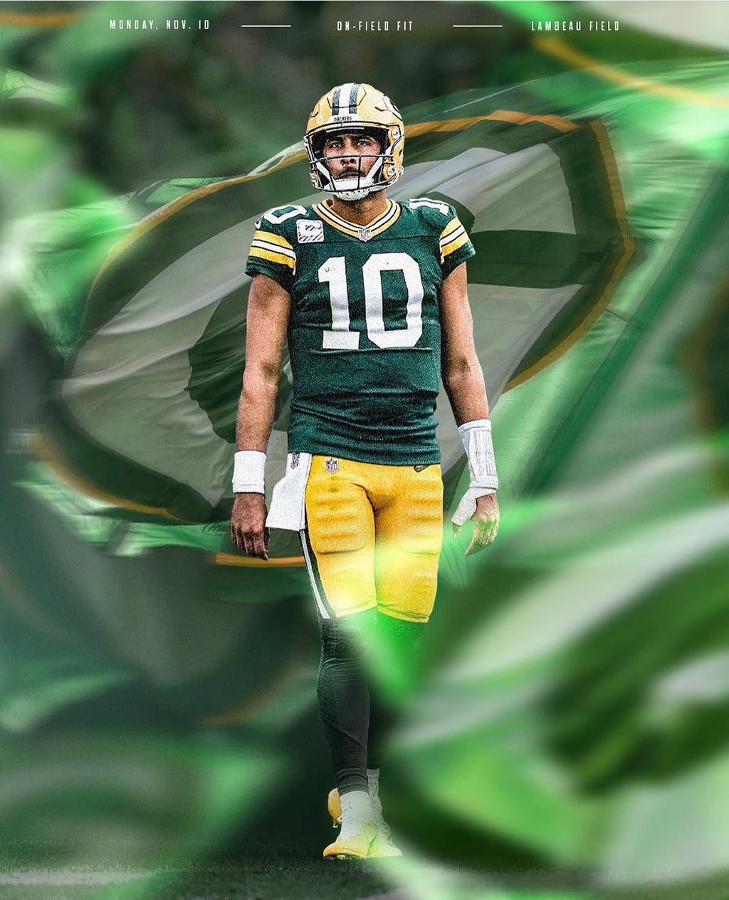 Jordan Love Green Bay Packers Jersey #10 Nike Vapor Elite Green Size 44 (Large) NFL