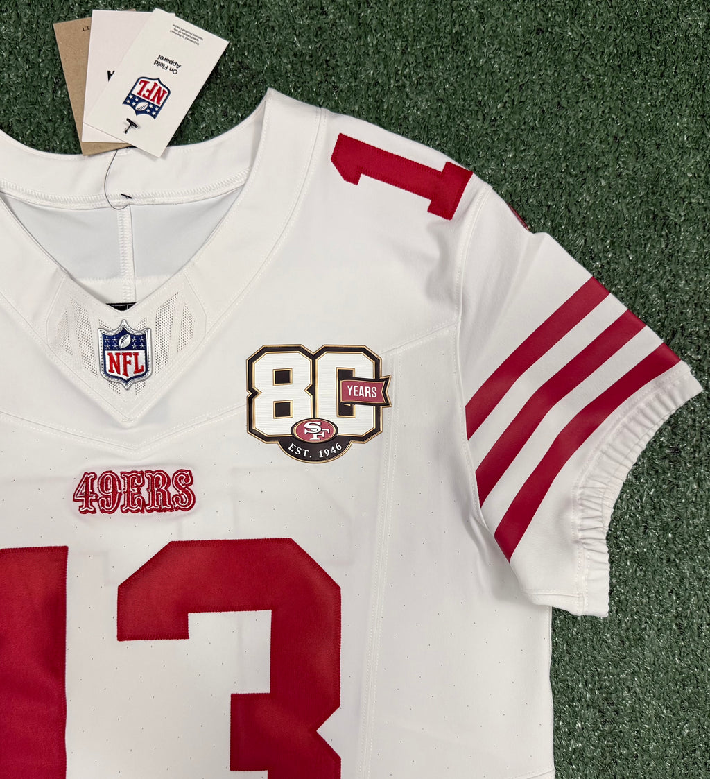 Brock Purdy San Francisco 49ers Jersey #13 Nike Vapor FUSE Elite White Size 40 (Medium) NFL