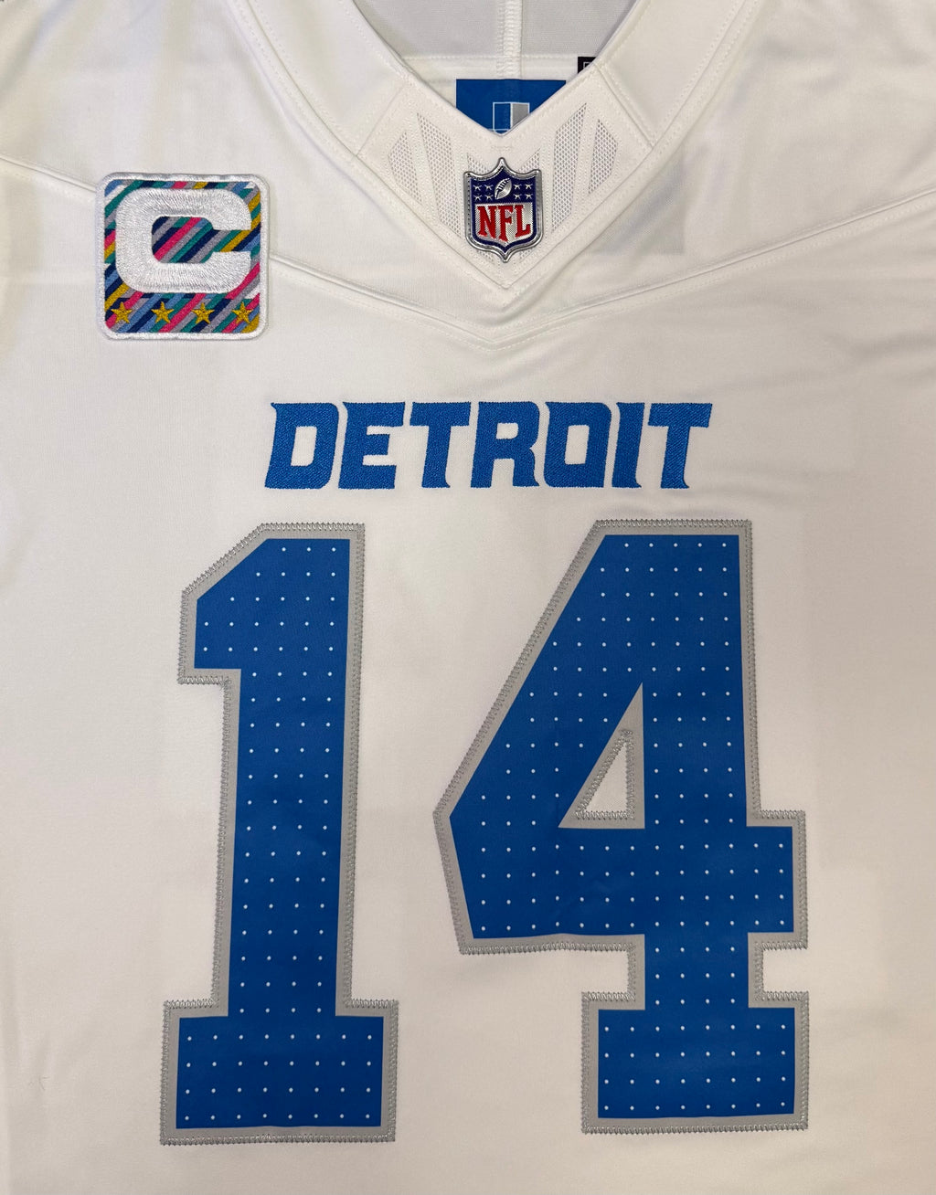 Amon Ra St Brown Detroit Lions Jersey #14 Nike Vapor Fuse Stitched Limited White Size (Large) NFL