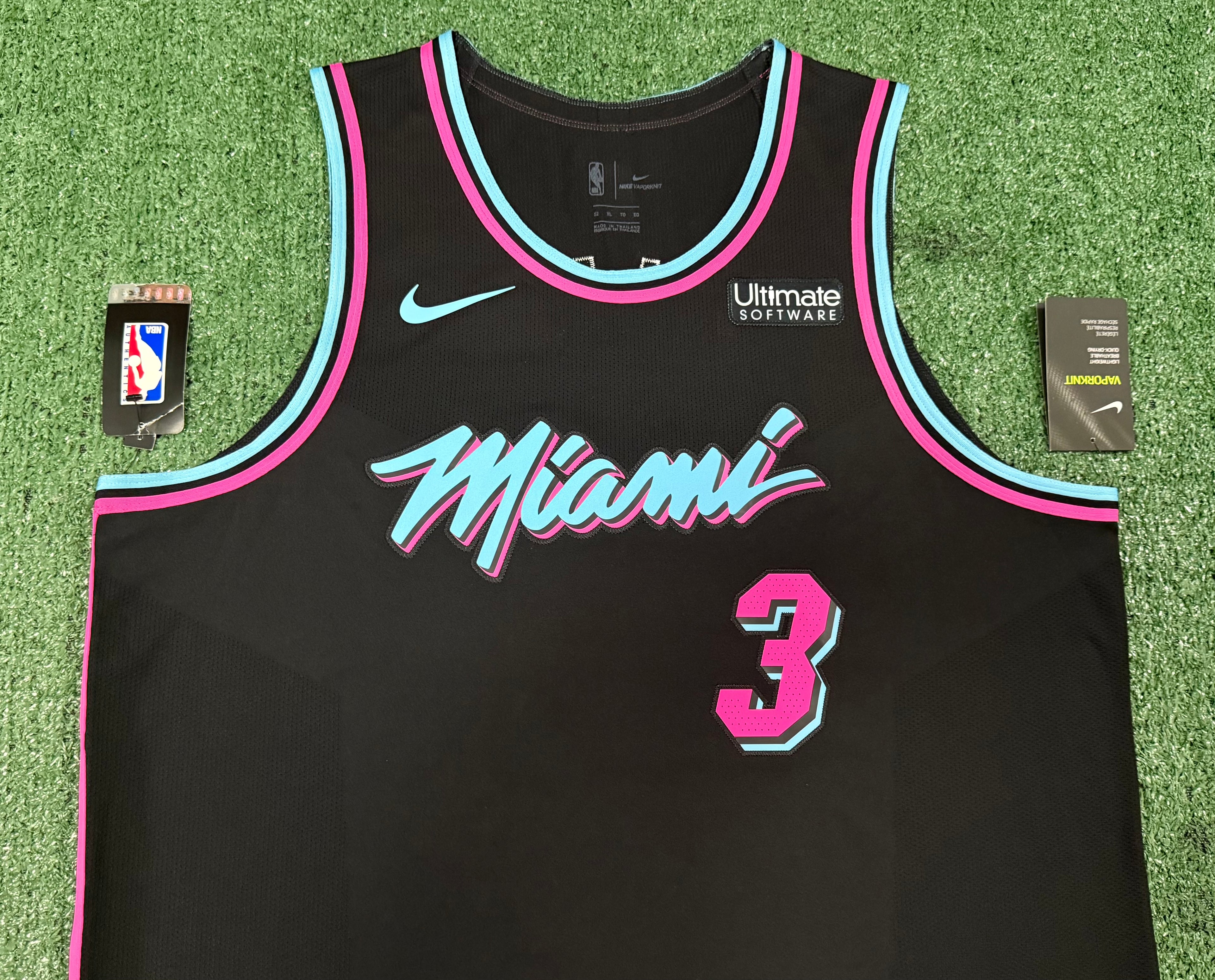 Dwayne Wade Miami Heat Jersey #3 Nike Vaporknit Authentic Black Size 52 (XL) NBA