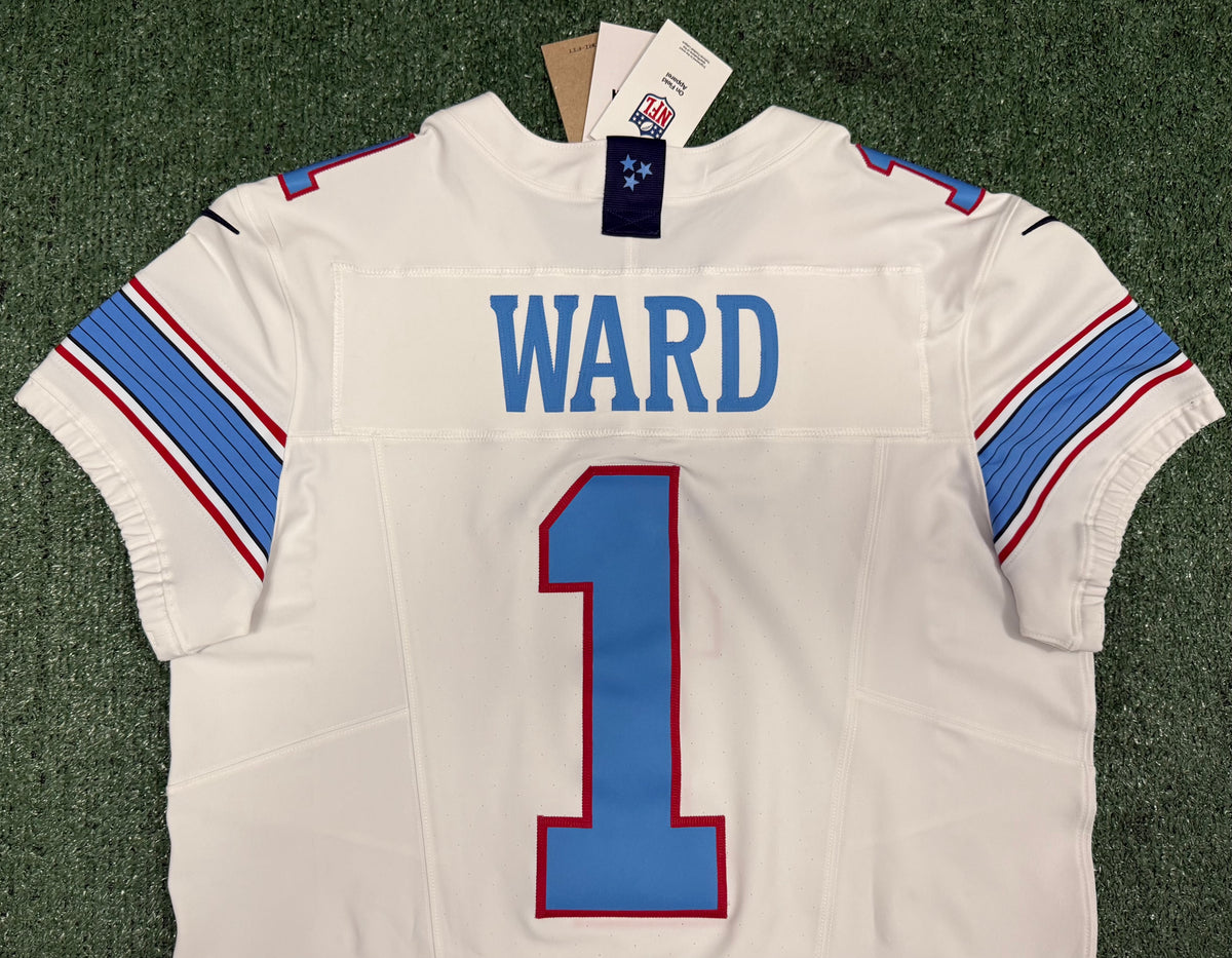 Cam Ward Tennessee Titans Jersey #1 Nike Vapor Fuse Elite White Size 44 (L) NFL