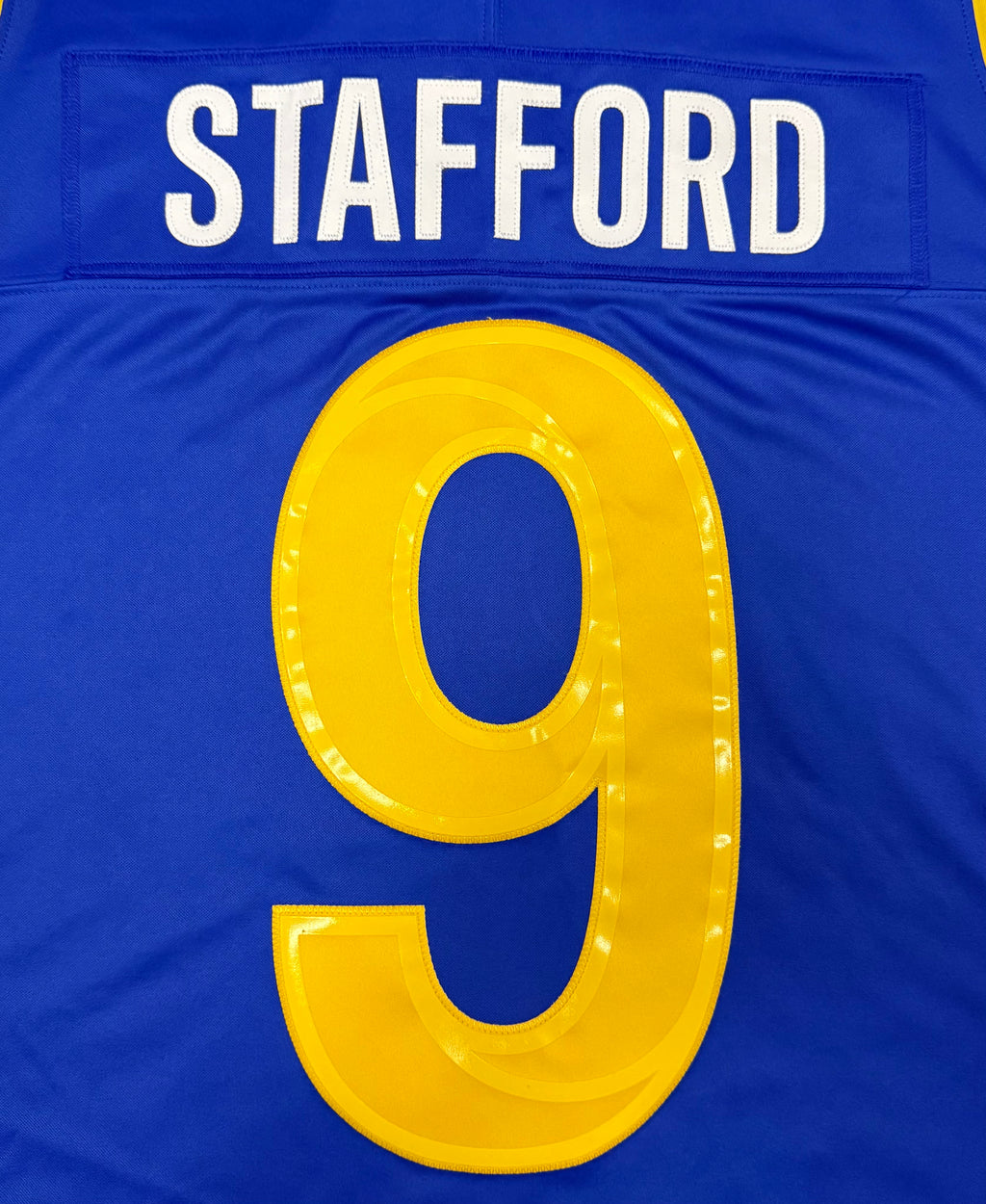 Matthew Stafford Los Angeles Rams Jersey #9 Nike Vapor Fuse Limited Stitched Blue Size (Large) NFL