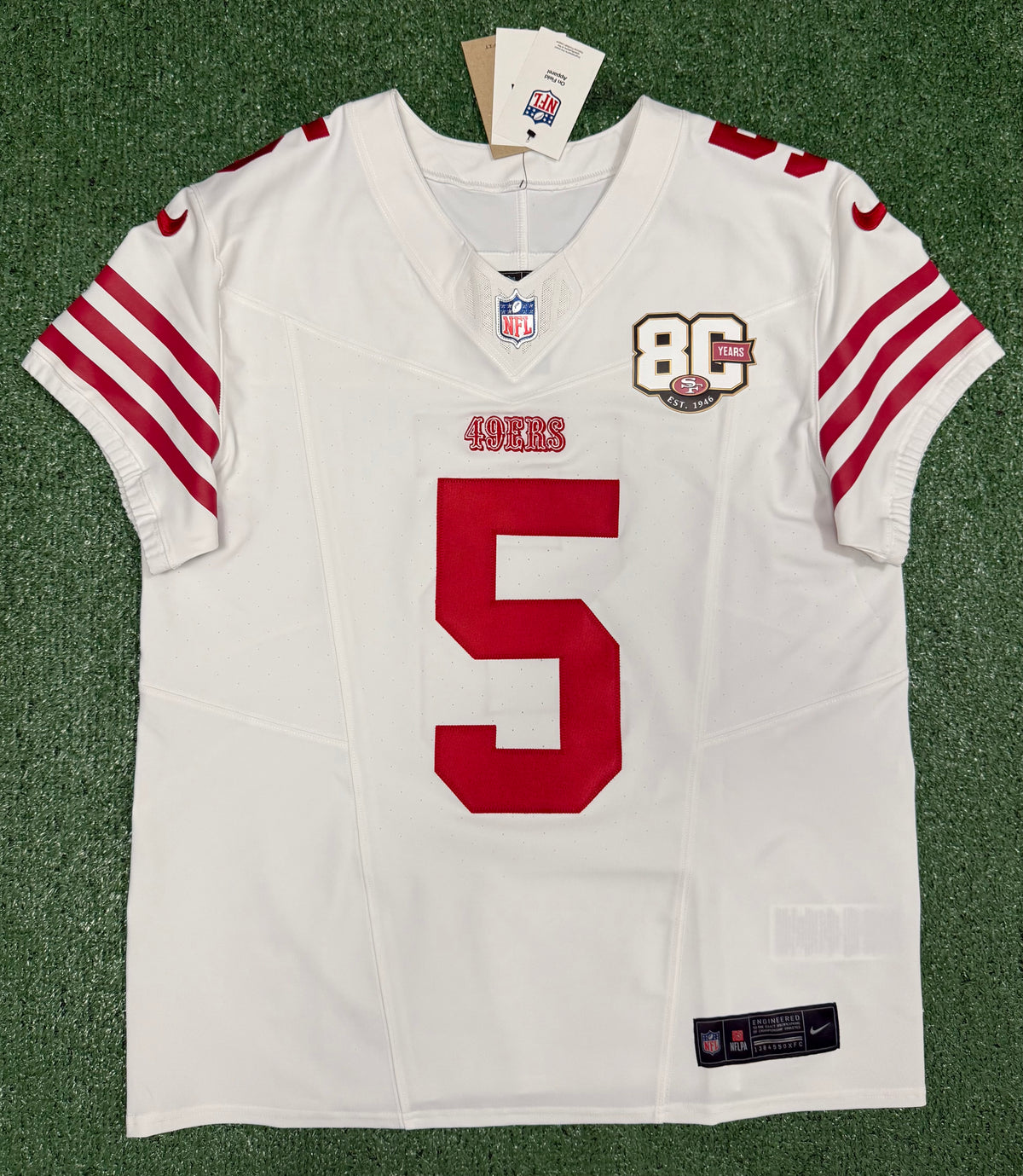 Mike Evans San Francisco 49ers Jersey #5 Nike Vapor FUSE Elite White Size 44 (Large) NFL