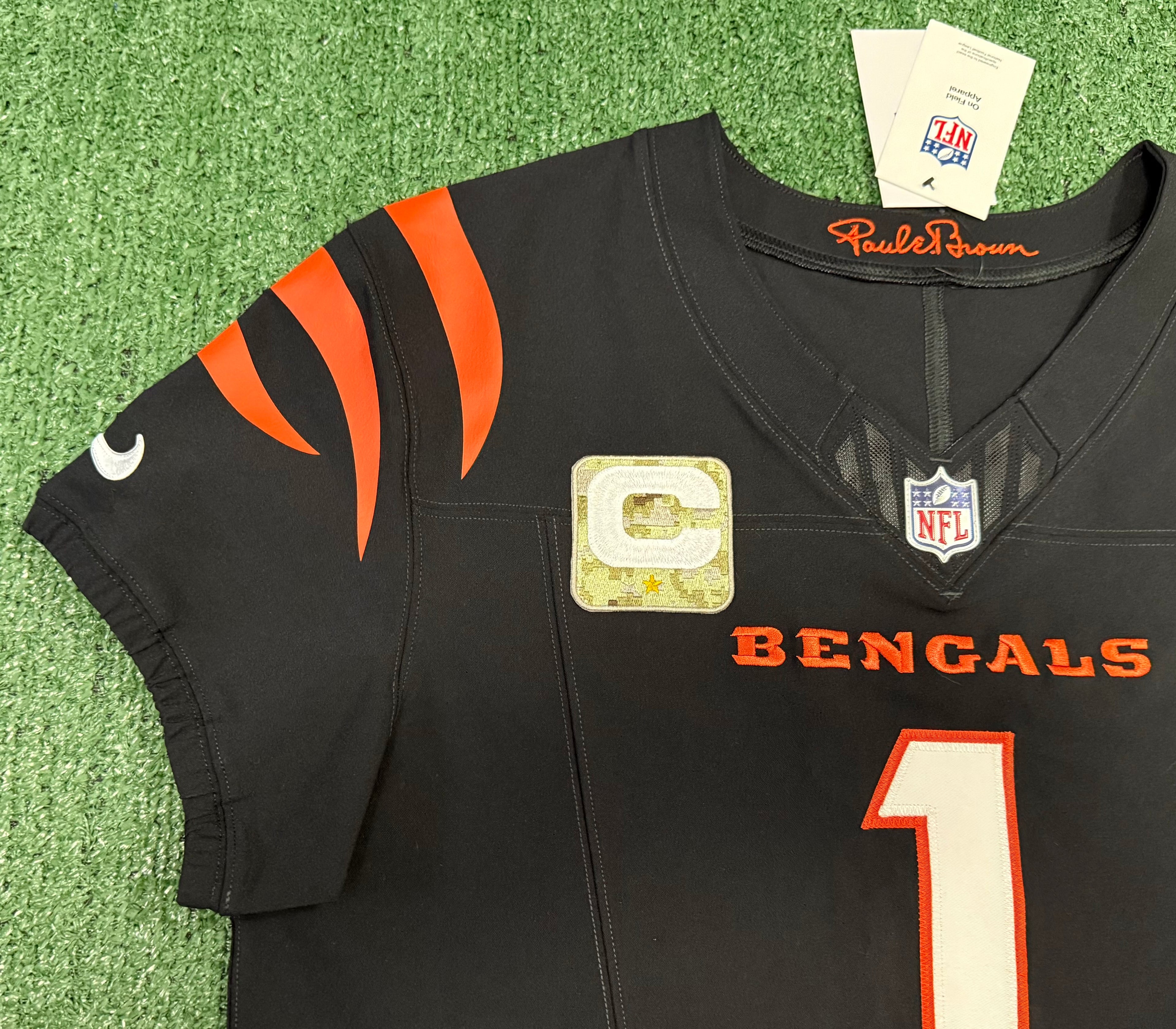 Ja'Marr Chase Cincinnati Bengals Jersey #1 Nike Vapor Fuse Elite Black Size 44 (L) NFL