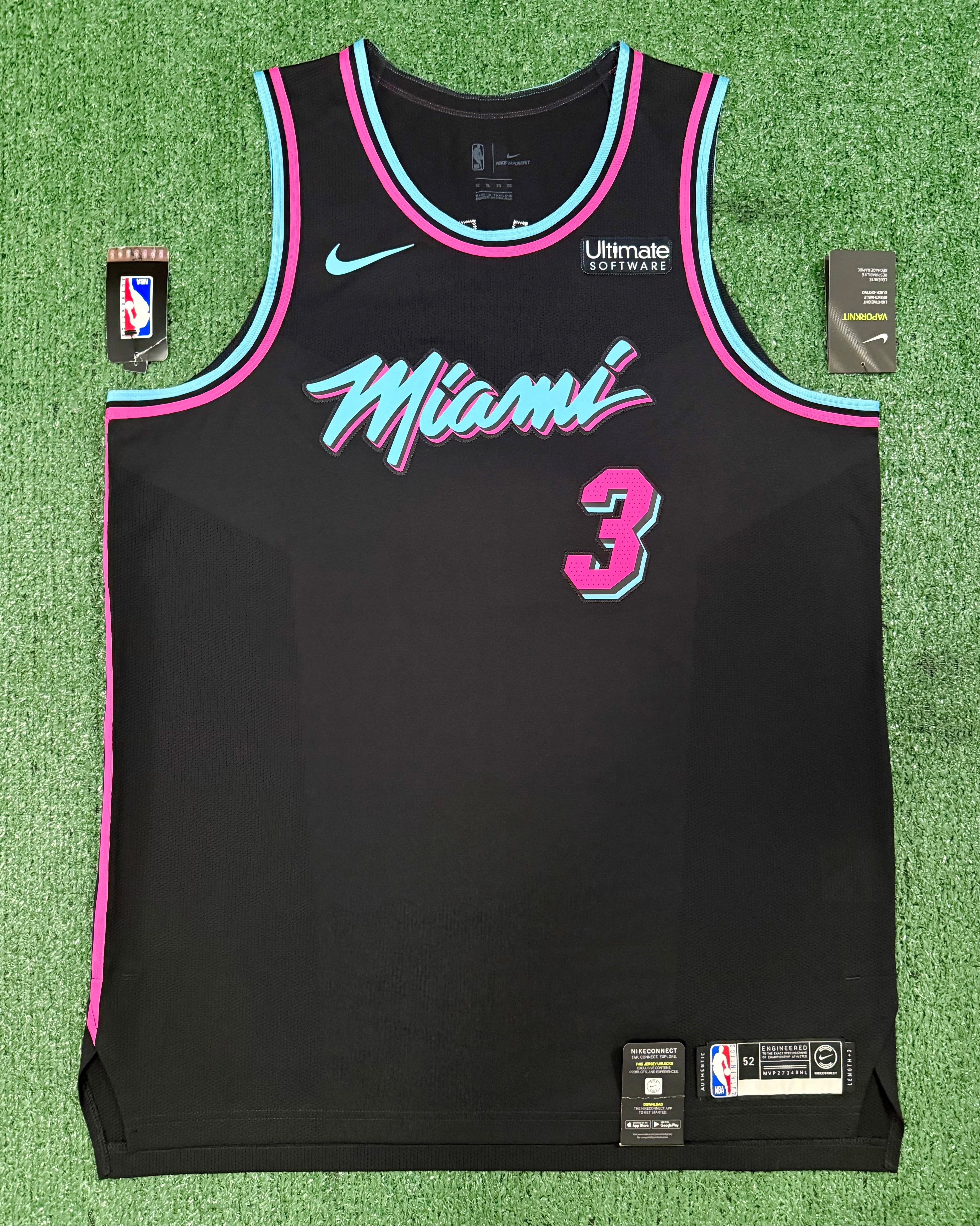 Dwayne Wade Miami Heat Jersey #3 Nike Vaporknit Authentic Black Size 52 (XL) NBA