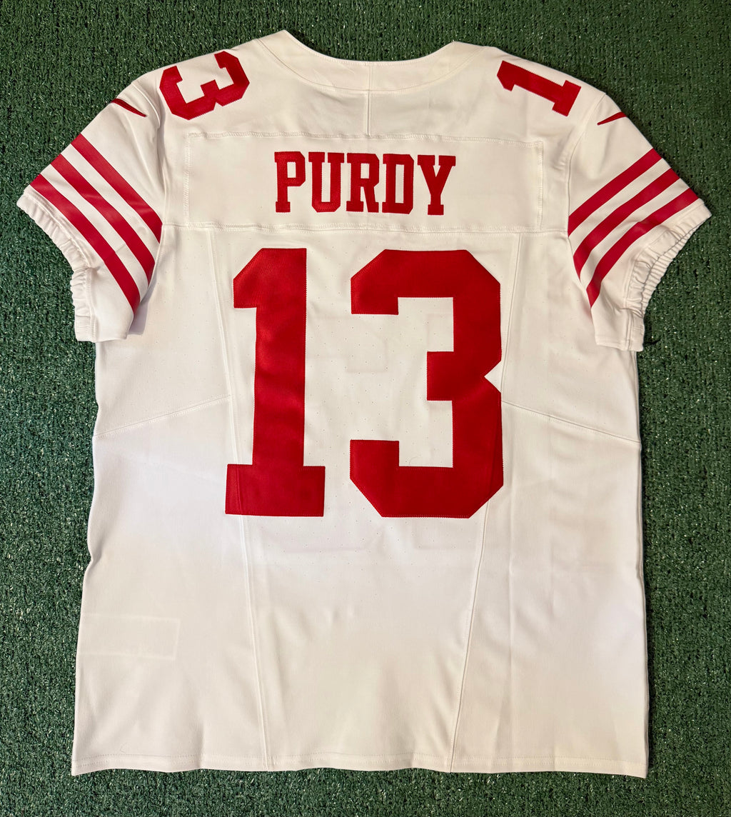 Brock Purdy San Francisco 49ers Jersey #13 Nike Vapor FUSE Elite White Size 44 (Large) NFL