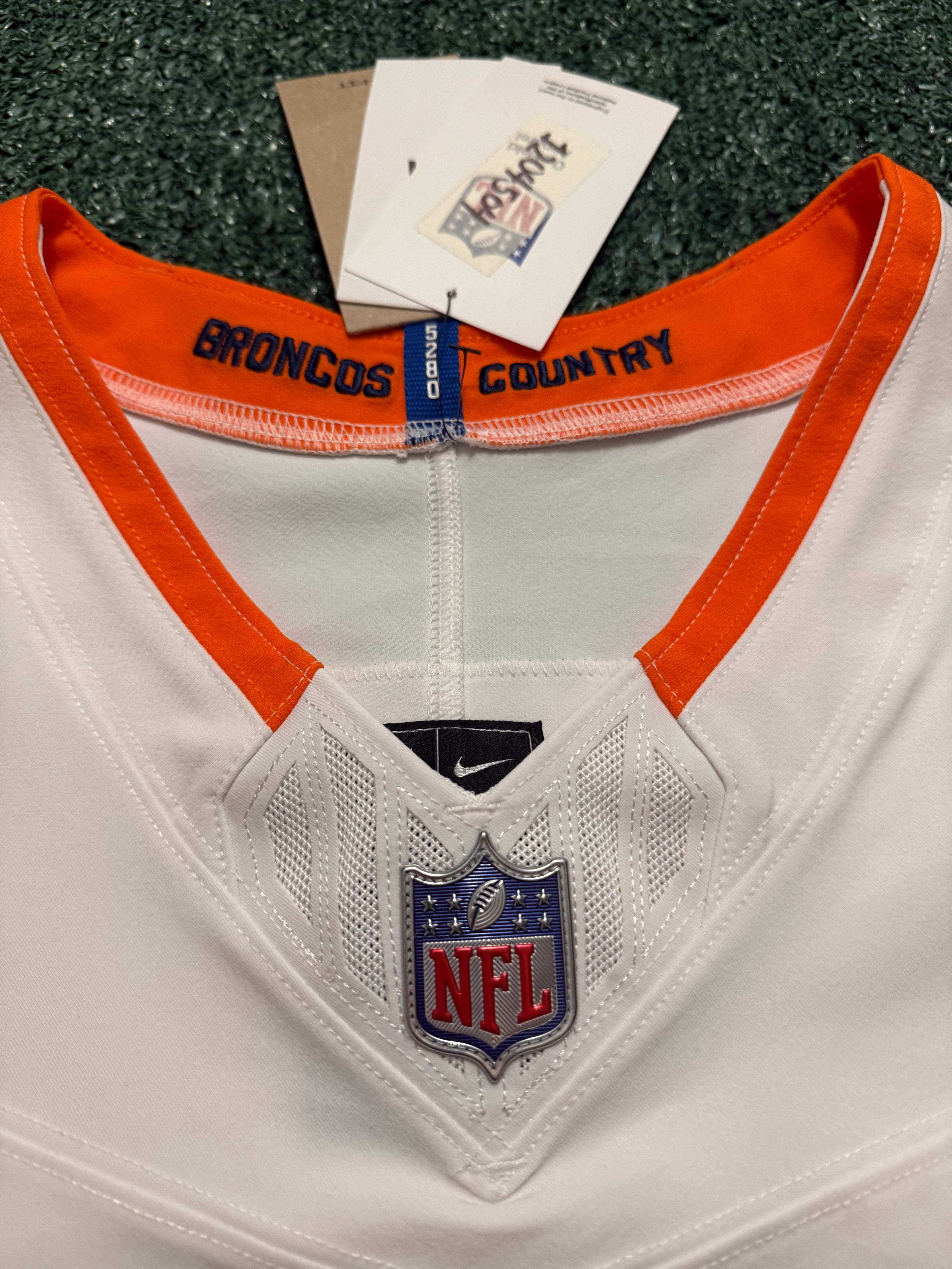 Bo Nix Denver Broncos Jersey #10 Nike Vapor Fuse Elite White Size 44 (L) NFL